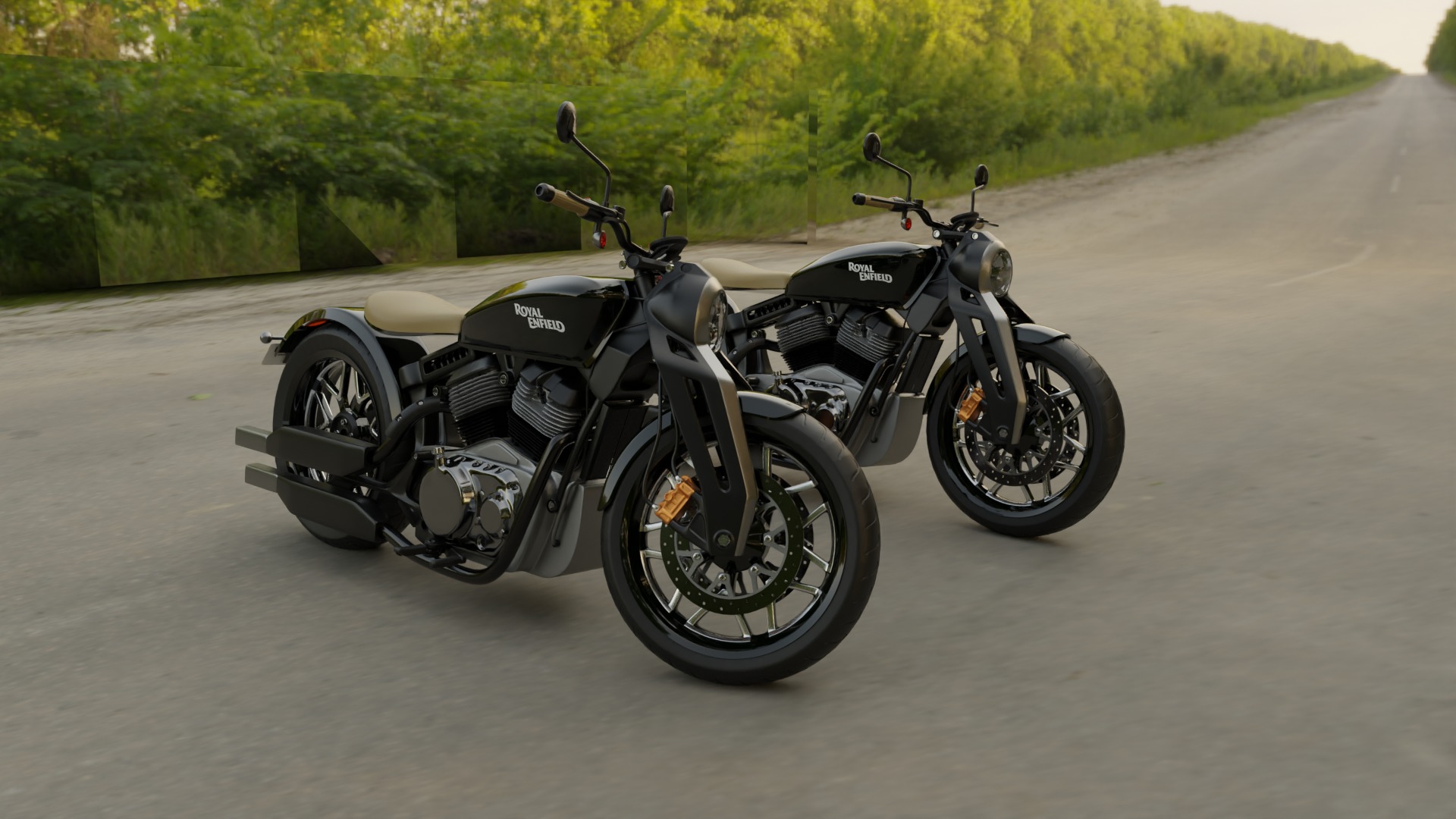 Royal Enfield KX 835 Bobber Motorcycle Low-poly 3D model_5