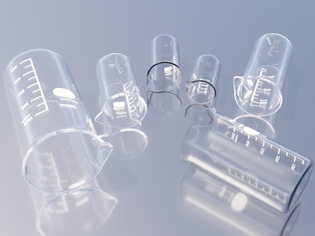 Tall beakers 3D model_7