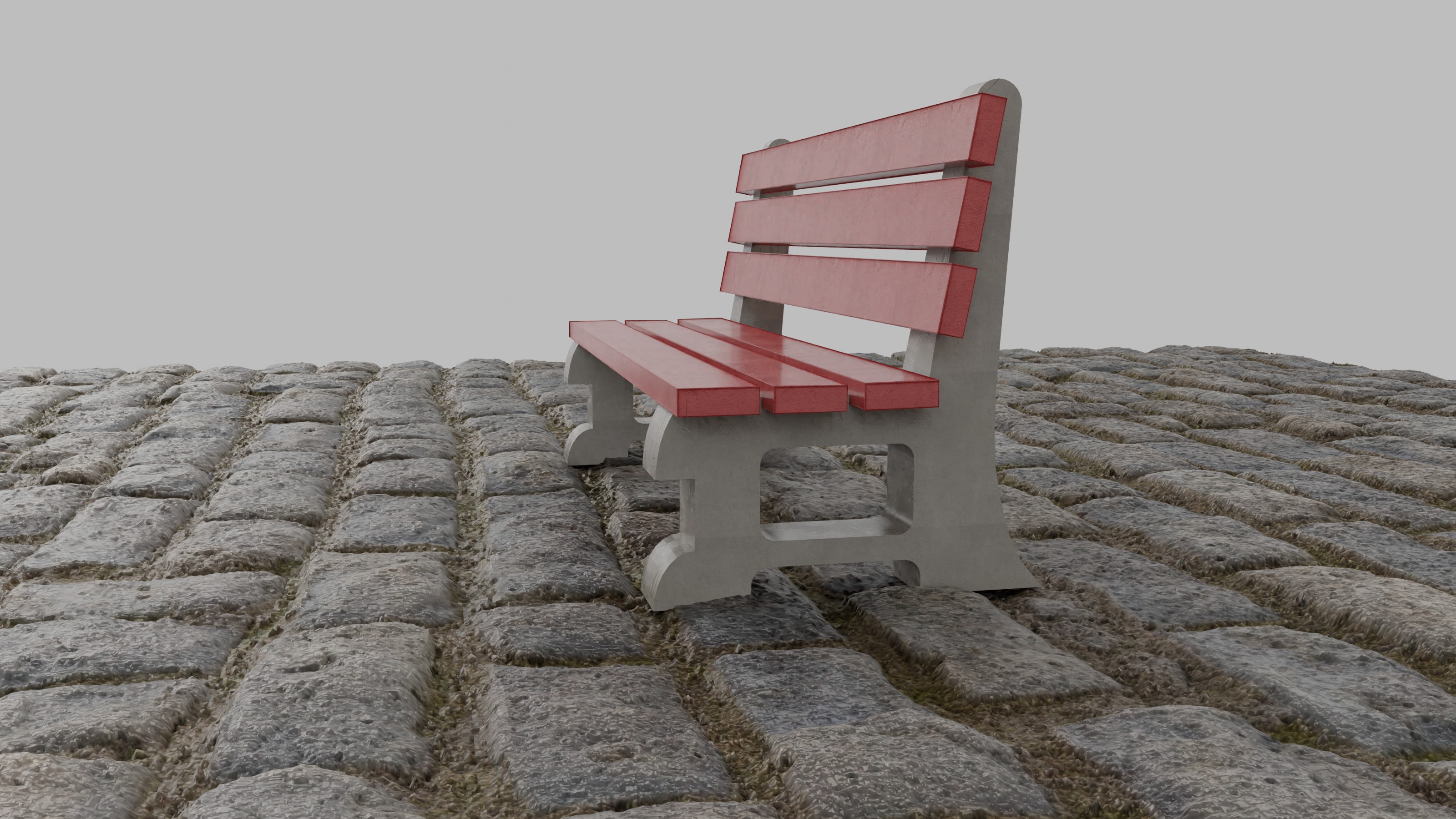 Concrete Bench Low-poly 3D model_1