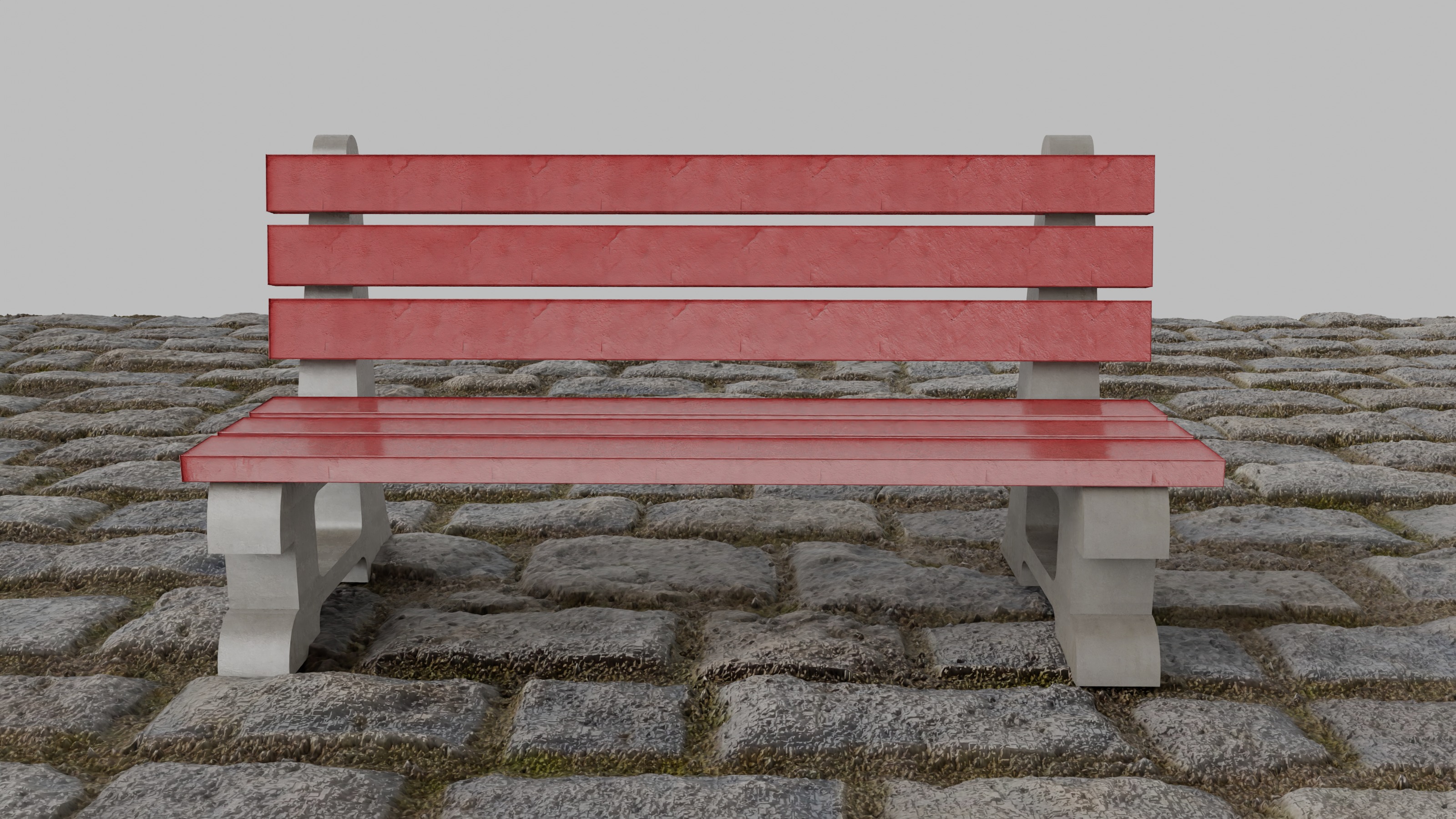 Concrete Bench Low-poly 3D model_3
