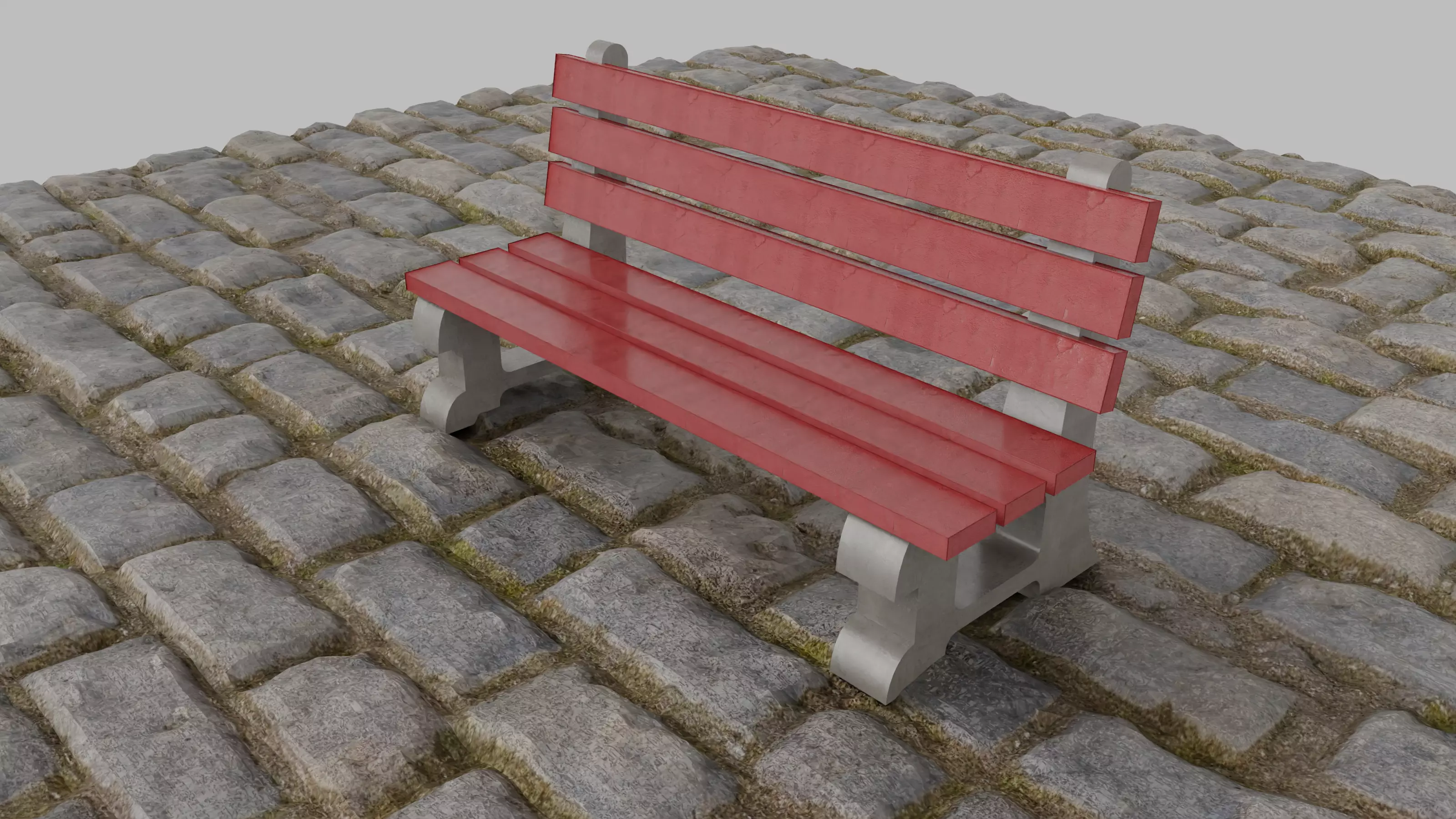 Concrete Bench Low-poly 3D model_0