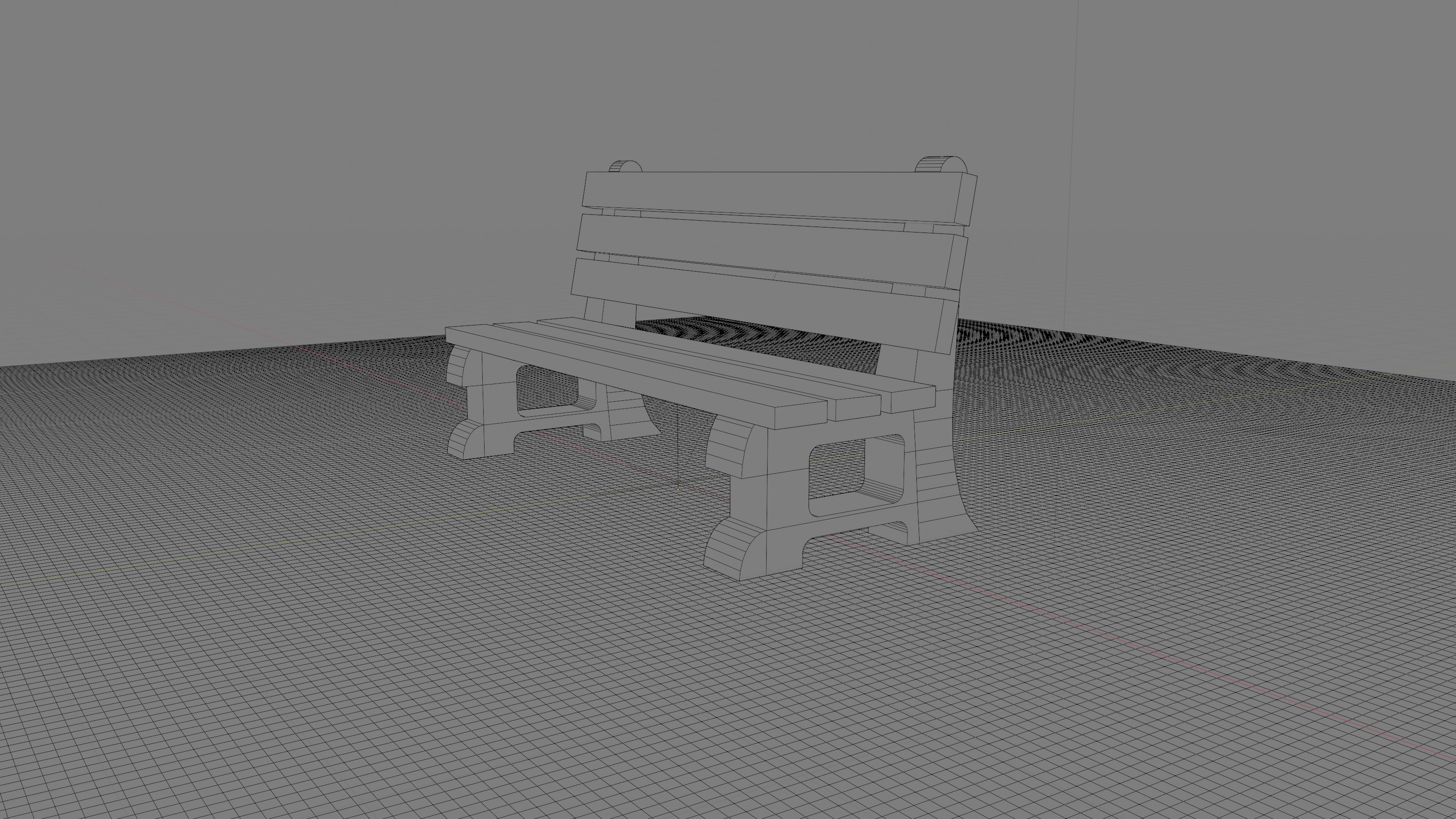 Concrete Bench Low-poly 3D model_7