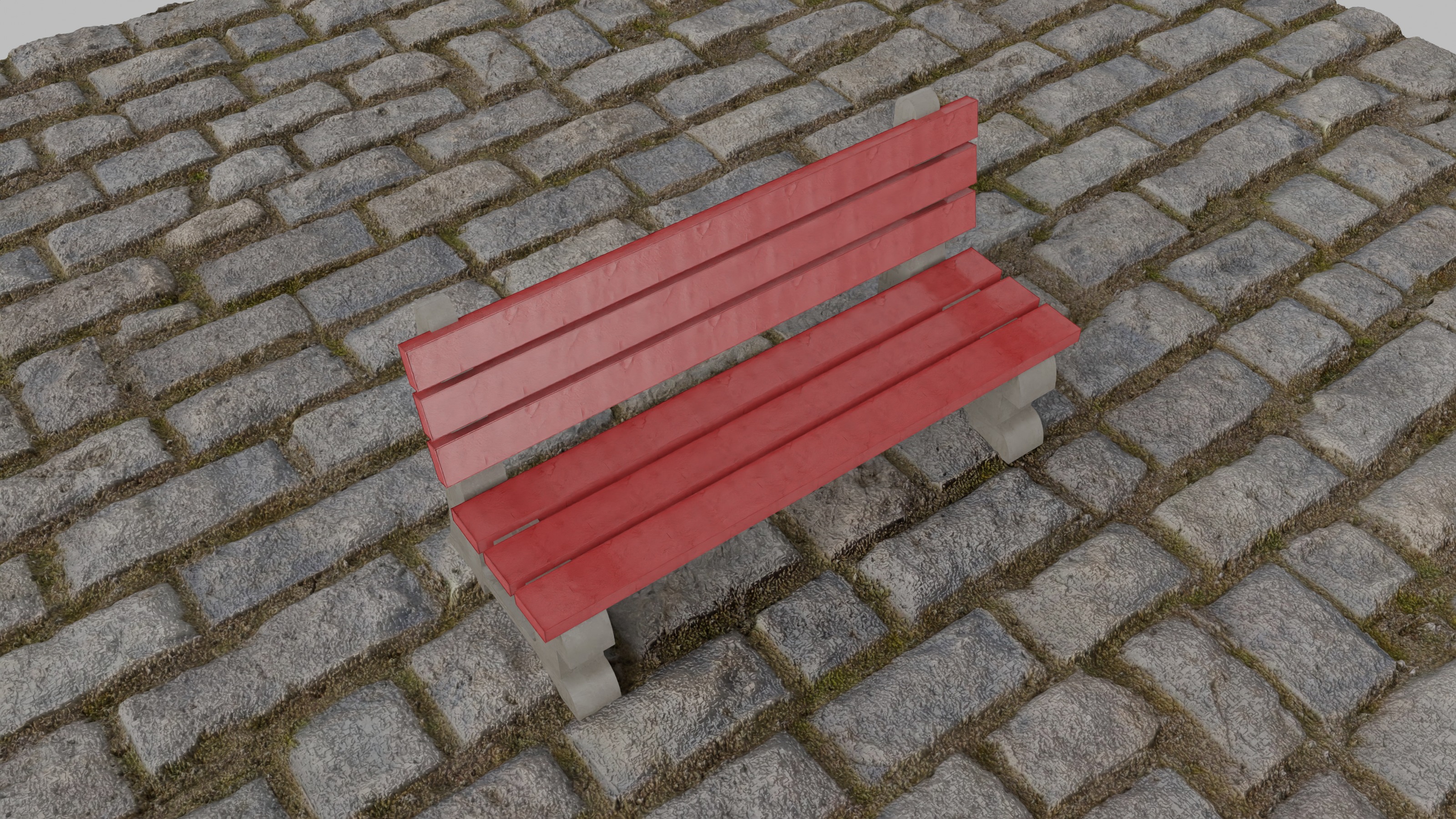 Concrete Bench Low-poly 3D model_4