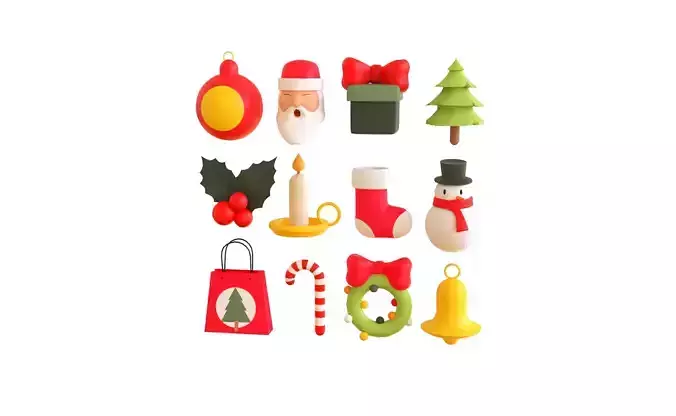 Christmas Items Collection v001 Low-poly 3D model