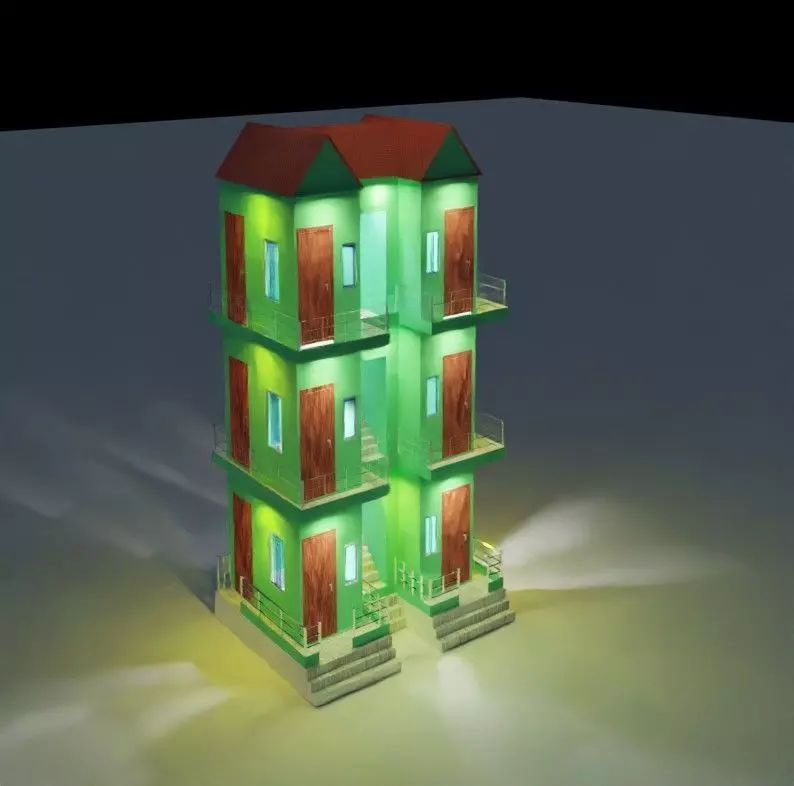 New Modeling House  Low-poly 3D model_0