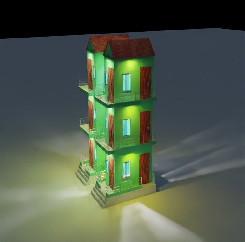 New Modeling House  Low-poly 3D model_2