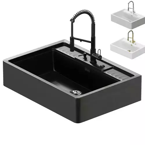 Sink Kinokawa 90 faucet Mikawa 2 Plus Omiokiri 3D model