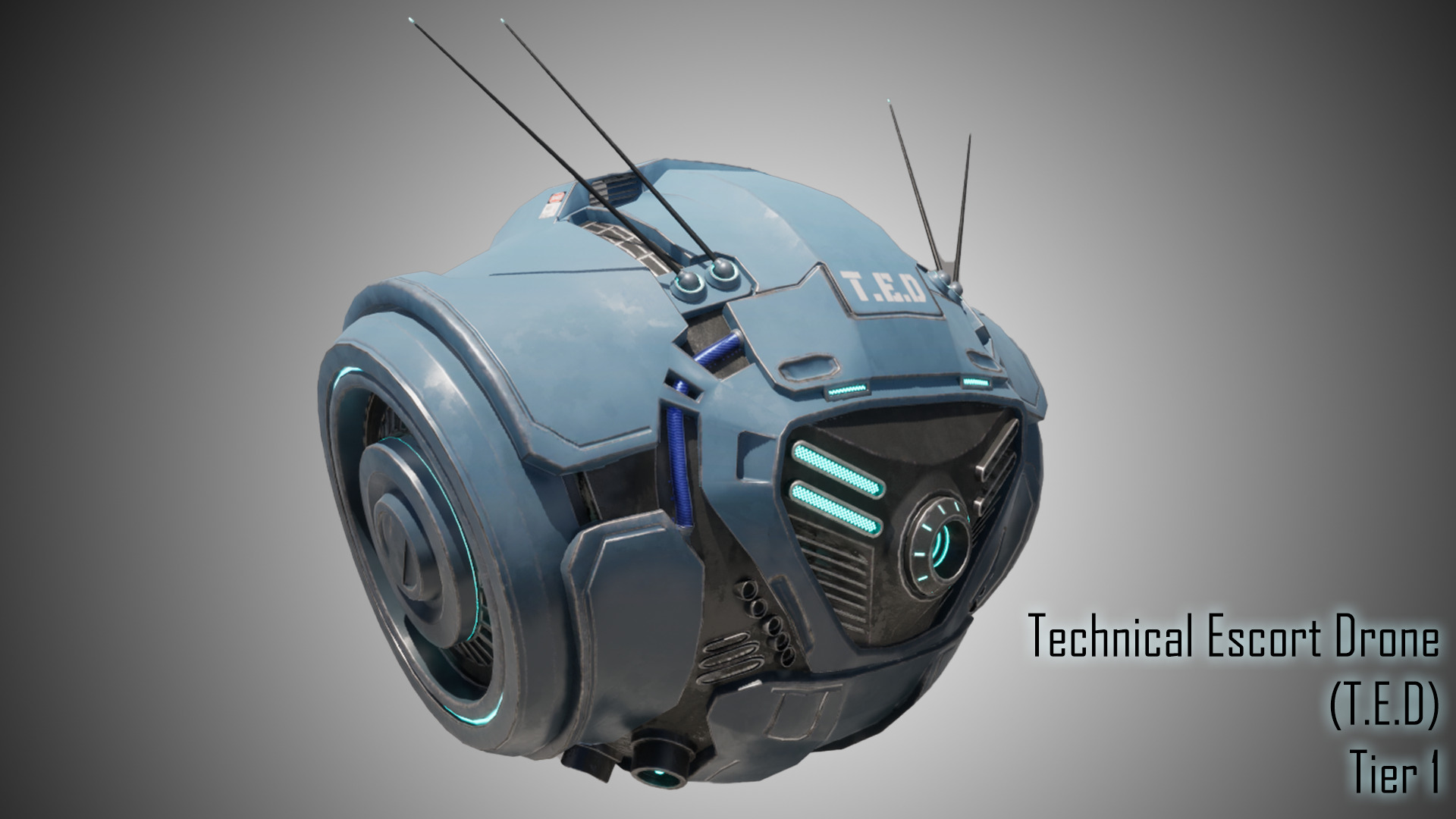 Technical Escort Drone Tier 1 T-E-D Sci-Fi Asset Pack Low-poly 3D model_5