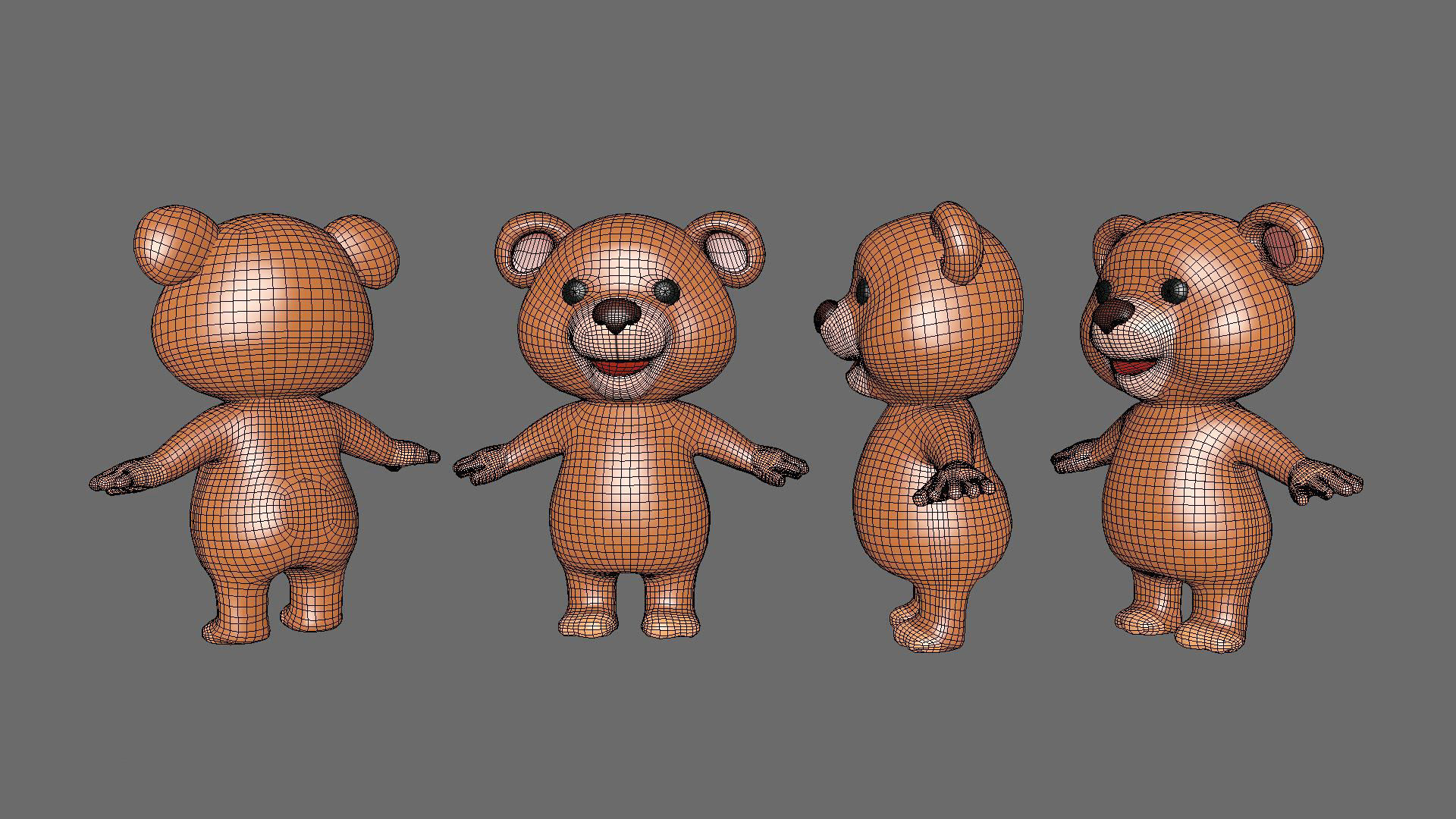High-Quality 3D Cartoon Bear Low-poly 3D model_12