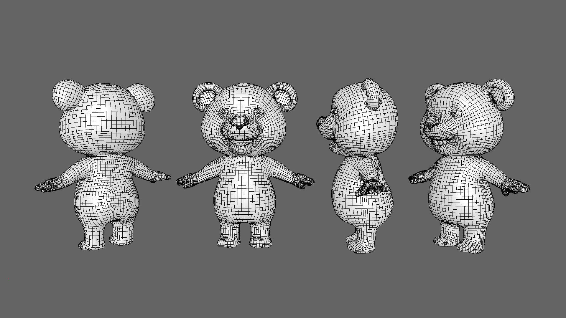High-Quality 3D Cartoon Bear Low-poly 3D model_11