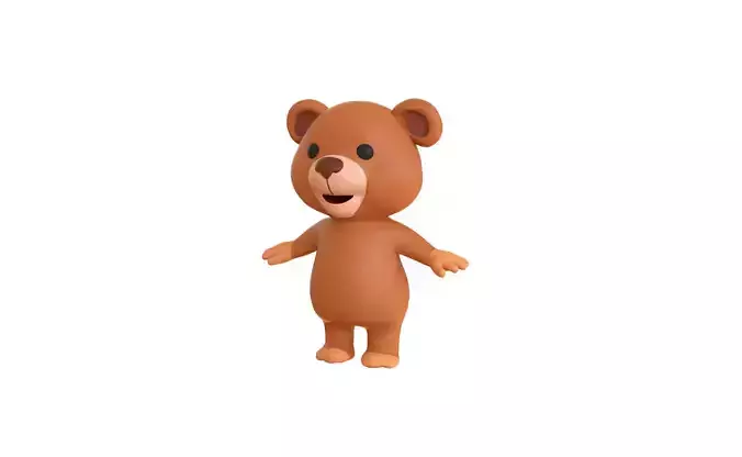 High-Quality 3D Cartoon Bear Low-poly 3D model