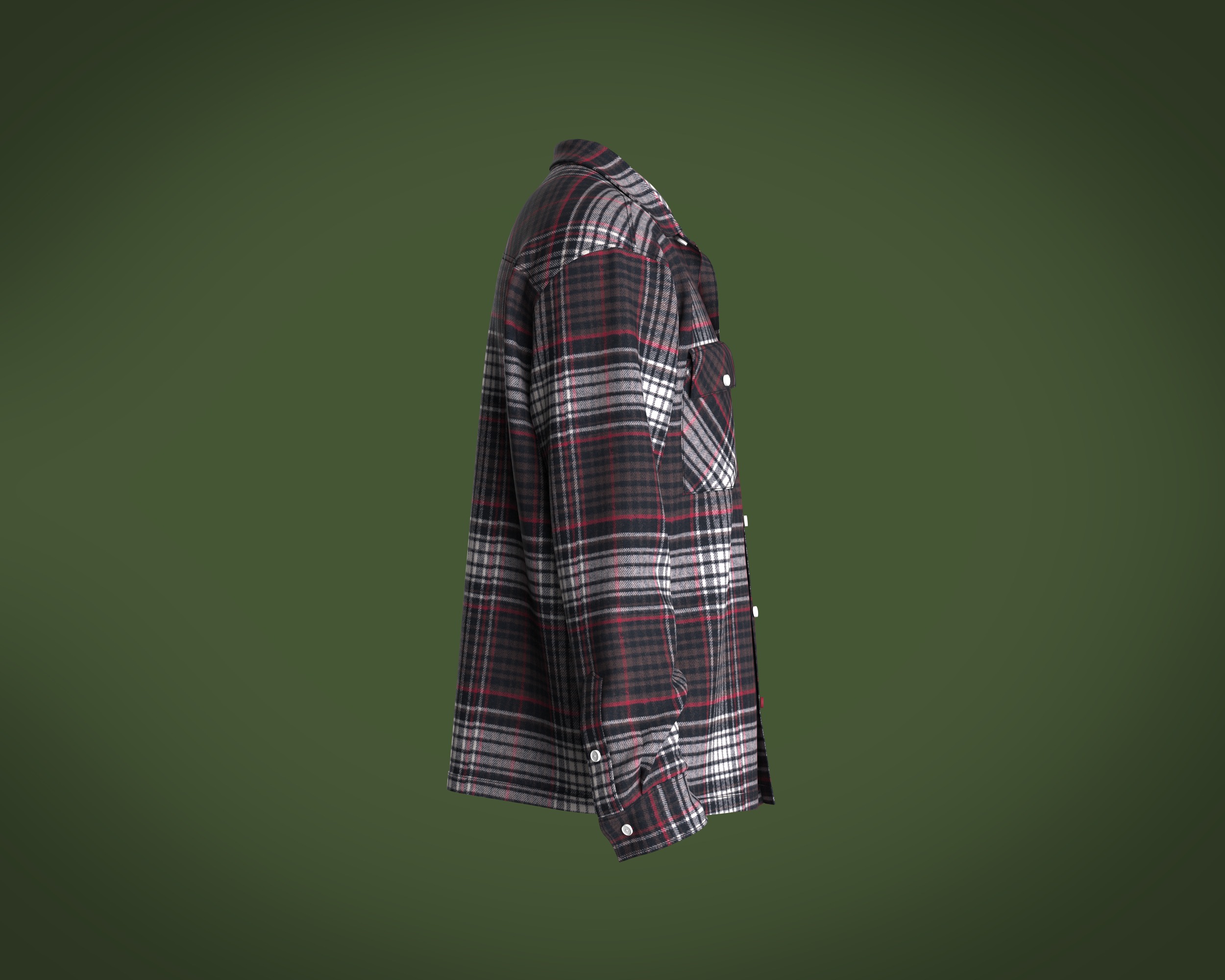 Mens flannel shirt relaxed fit 3D model_2