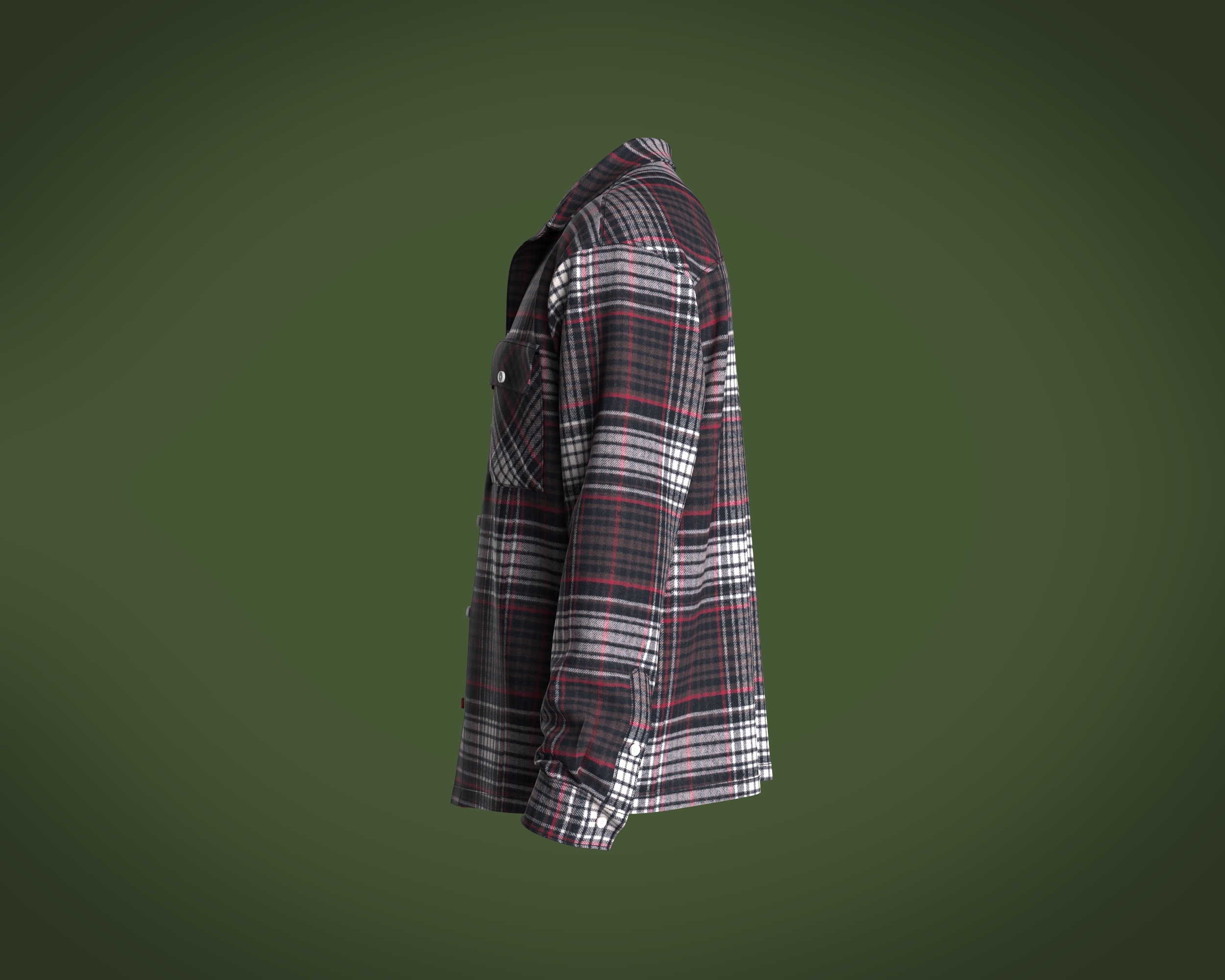 Mens flannel shirt relaxed fit 3D model_6