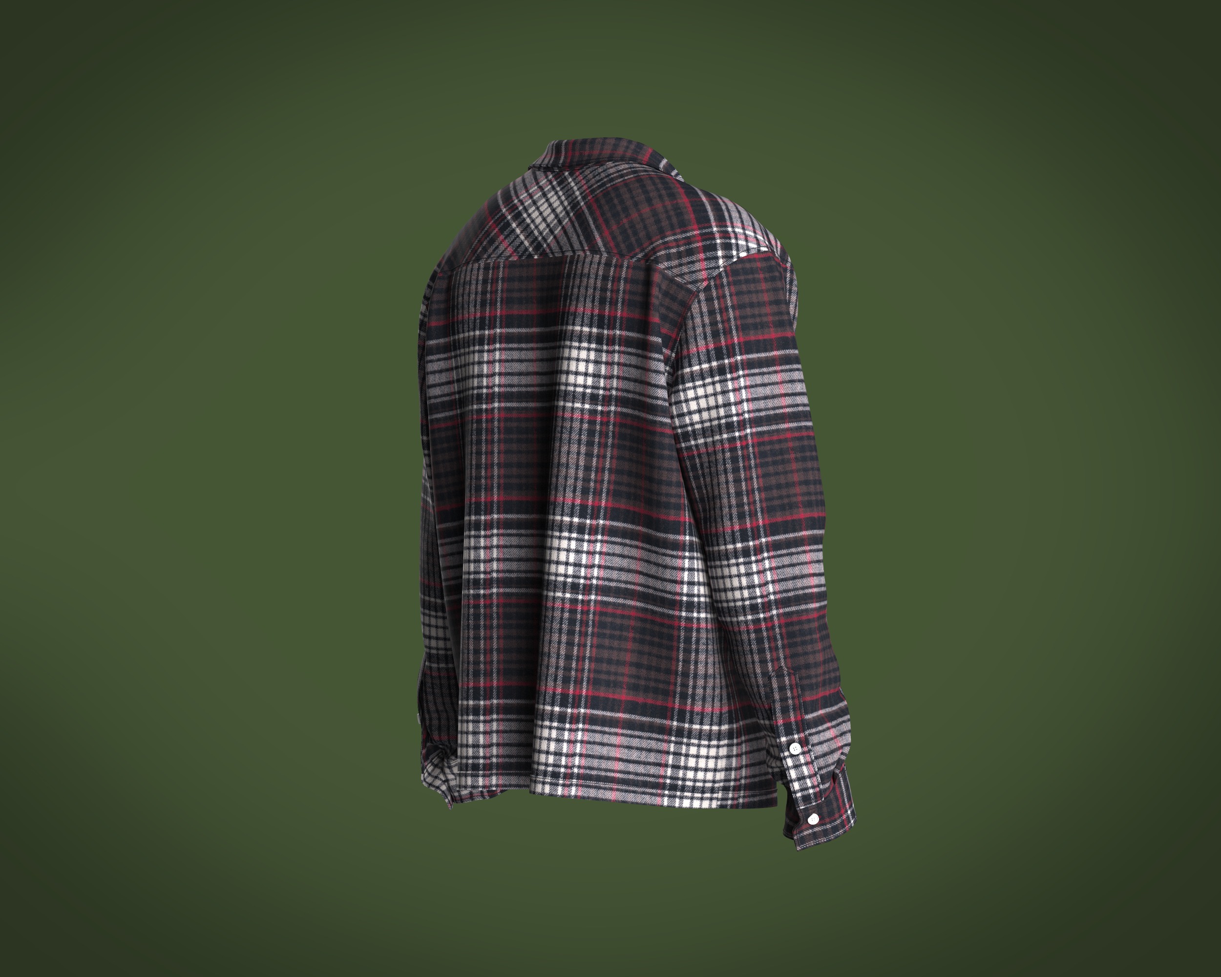 Mens flannel shirt relaxed fit 3D model_3