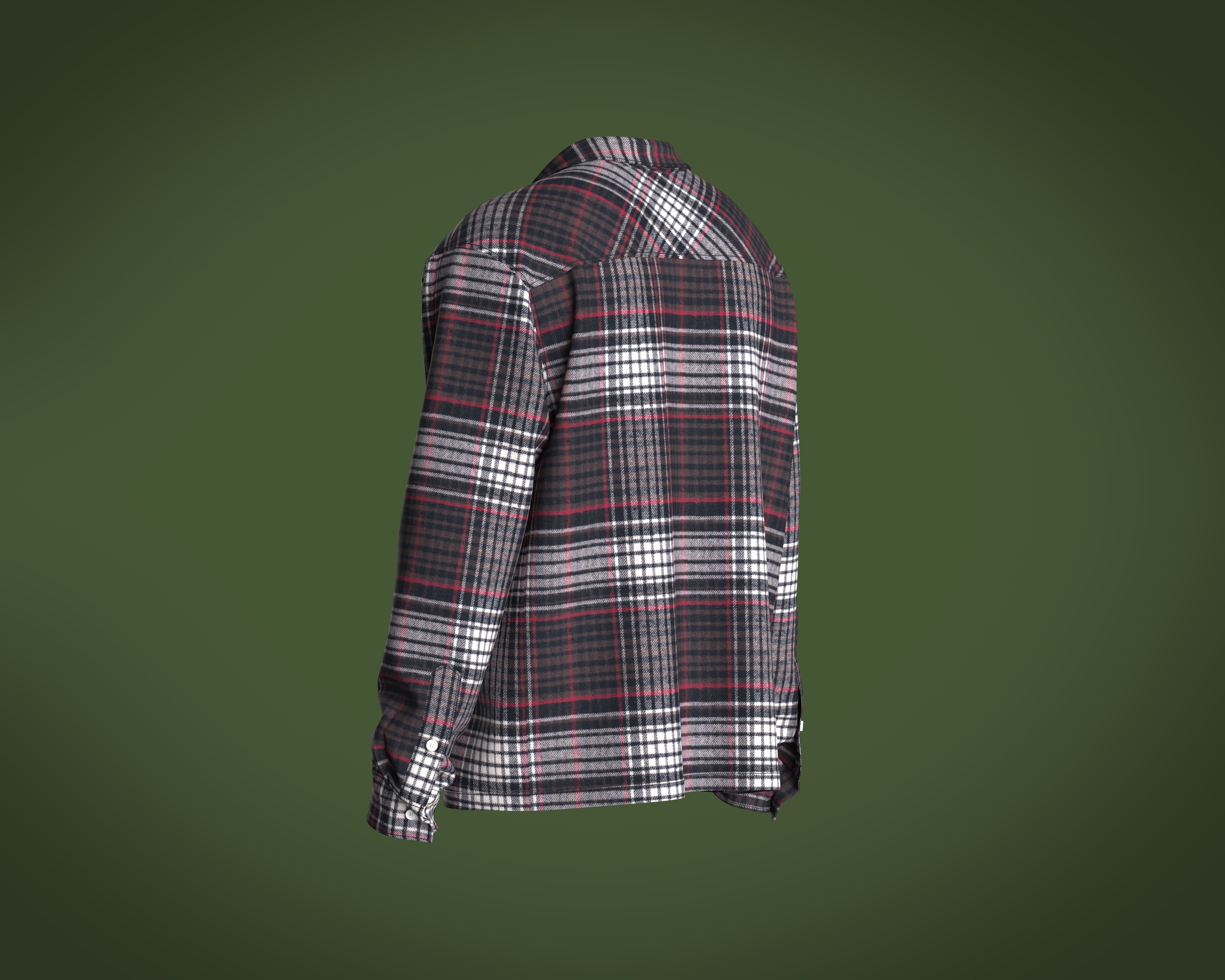 Mens flannel shirt relaxed fit 3D model_5
