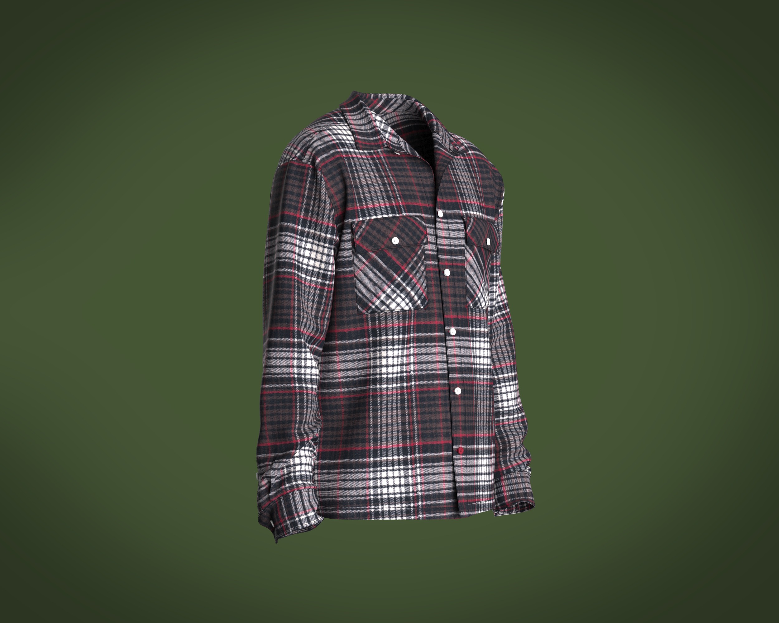 Mens flannel shirt relaxed fit 3D model_1