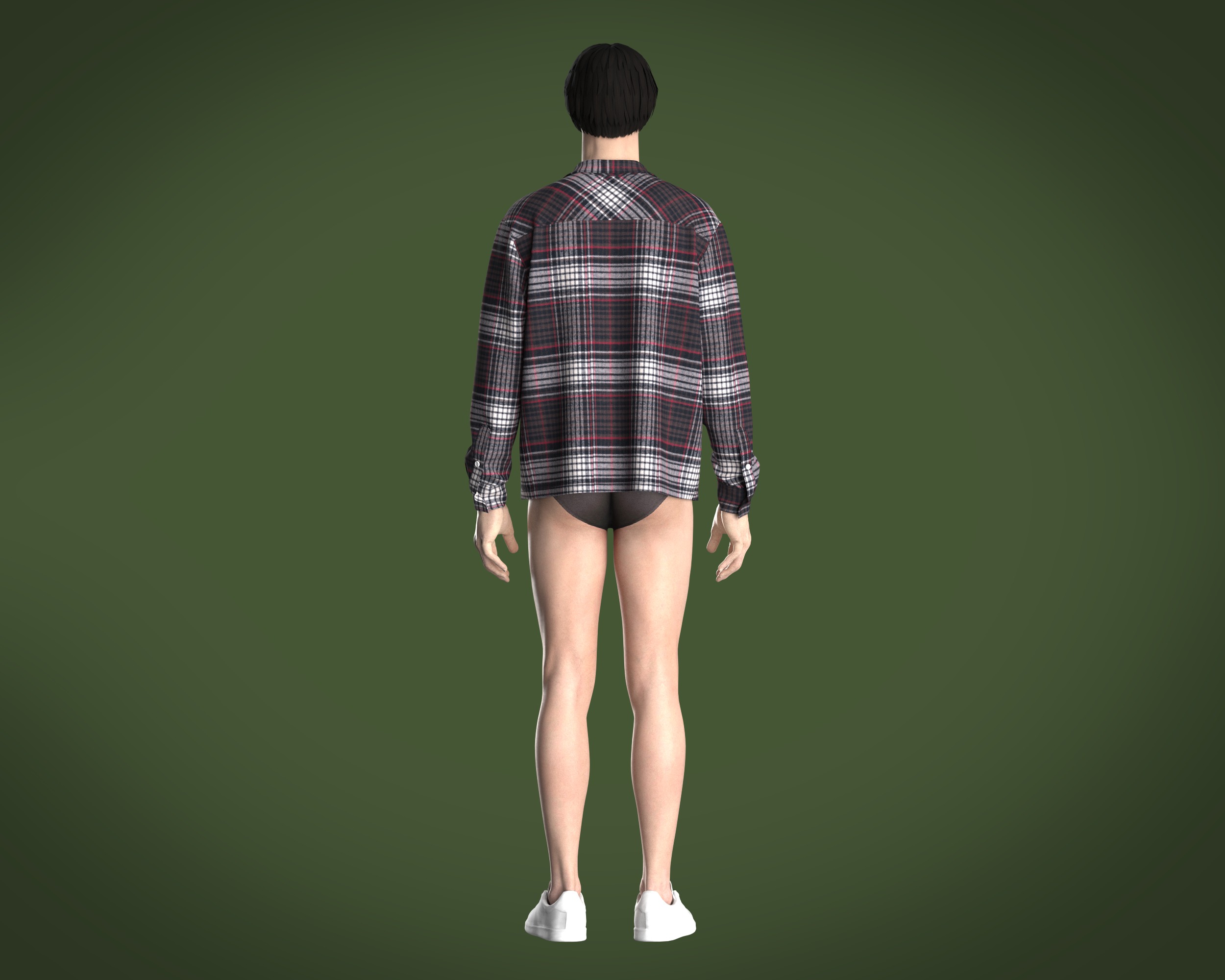 Mens flannel shirt relaxed fit 3D model_12