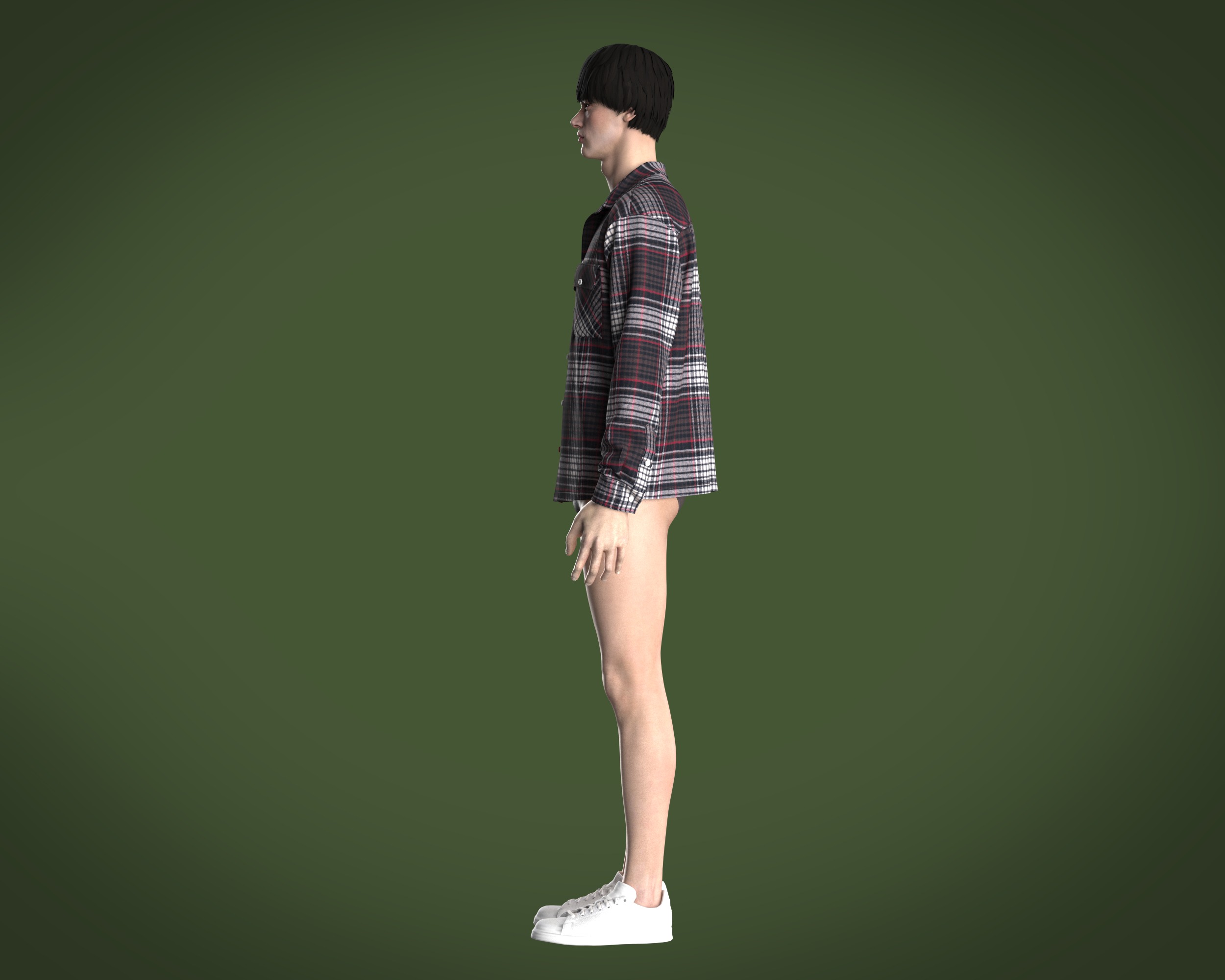 Mens flannel shirt relaxed fit 3D model_14