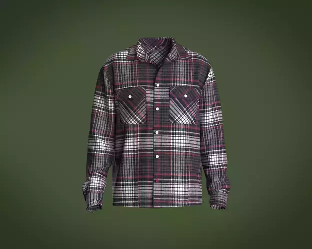 Mens flannel shirt relaxed fit 3D model