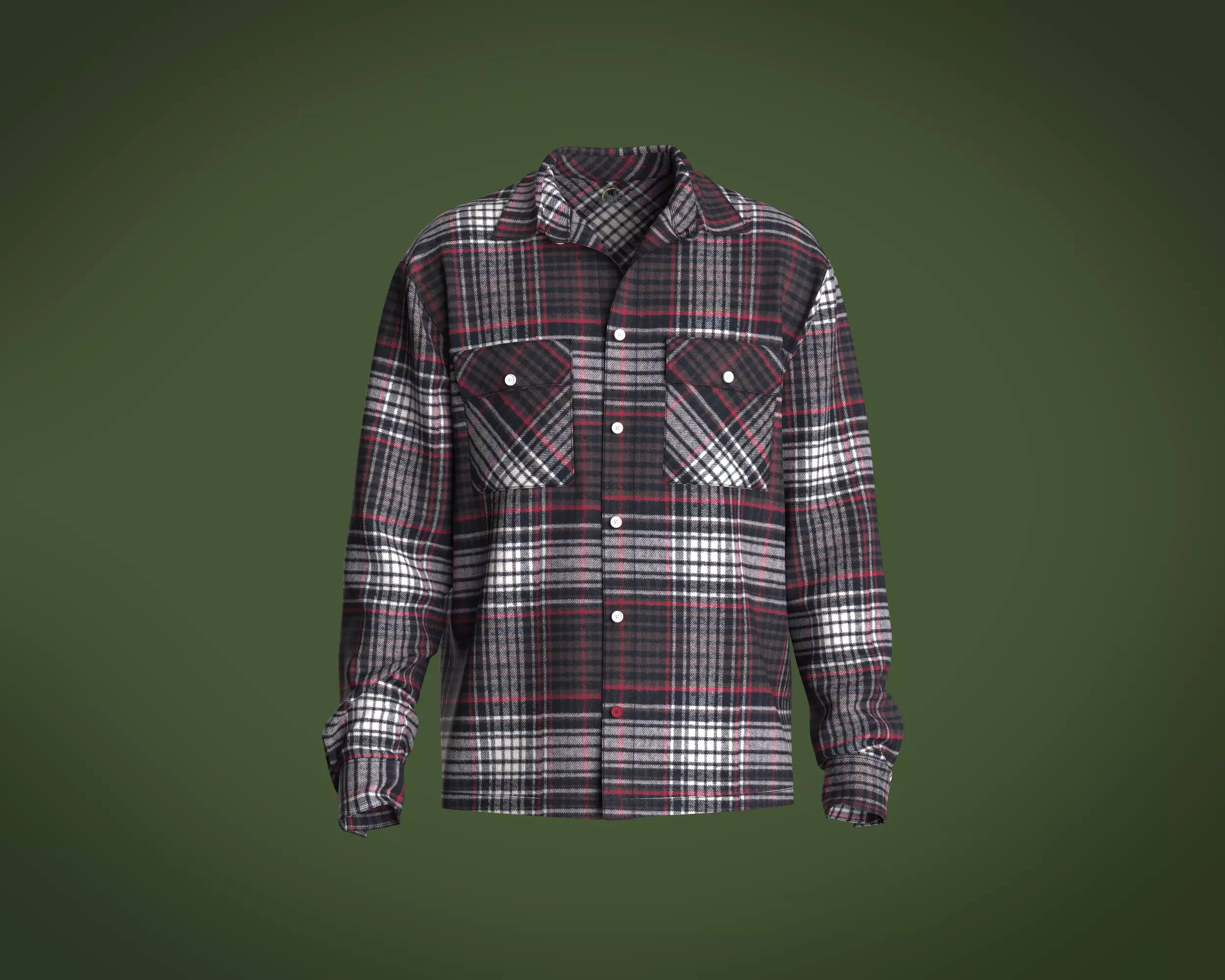 Mens flannel shirt relaxed fit 3D model_0