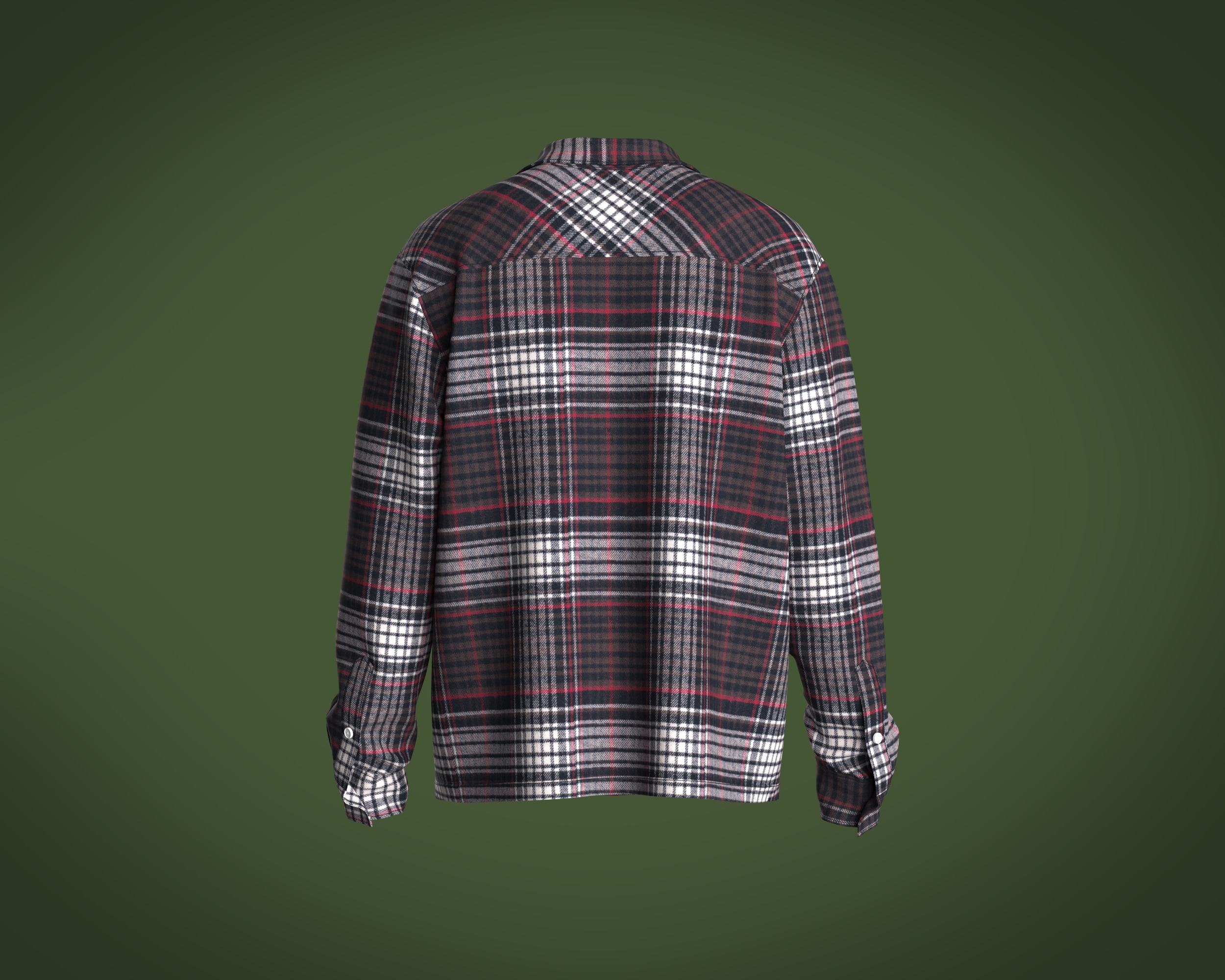 Mens flannel shirt relaxed fit 3D model_4