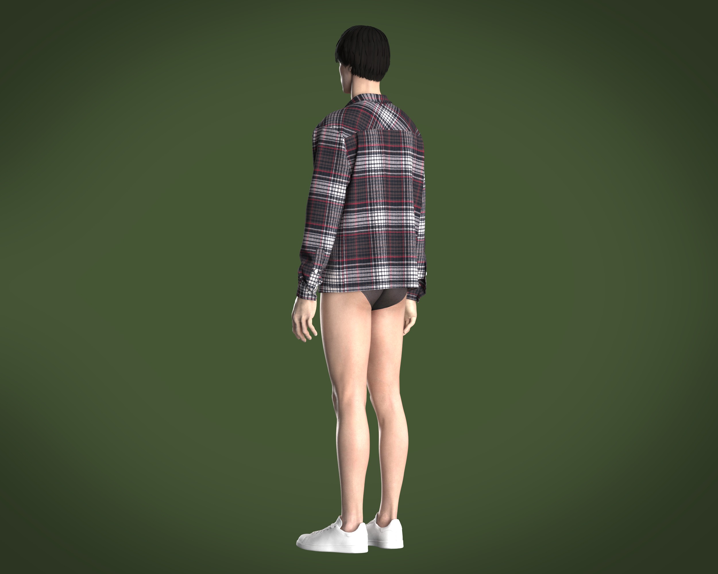 Mens flannel shirt relaxed fit 3D model_13