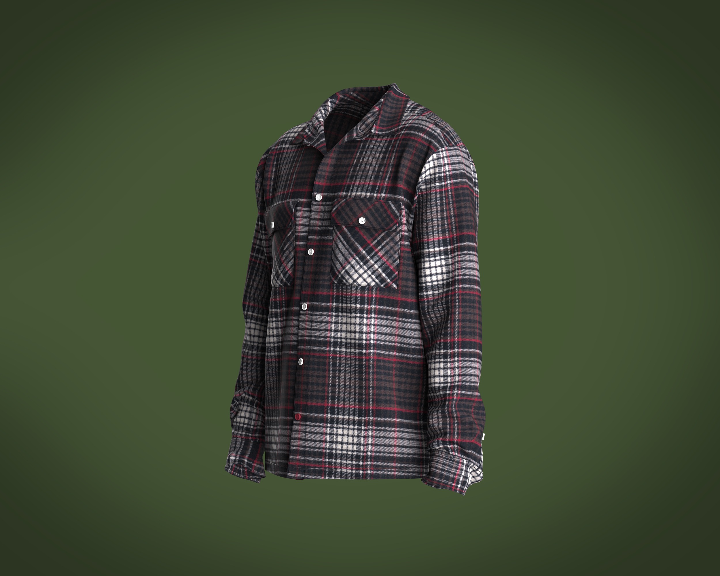 Mens flannel shirt relaxed fit 3D model_7