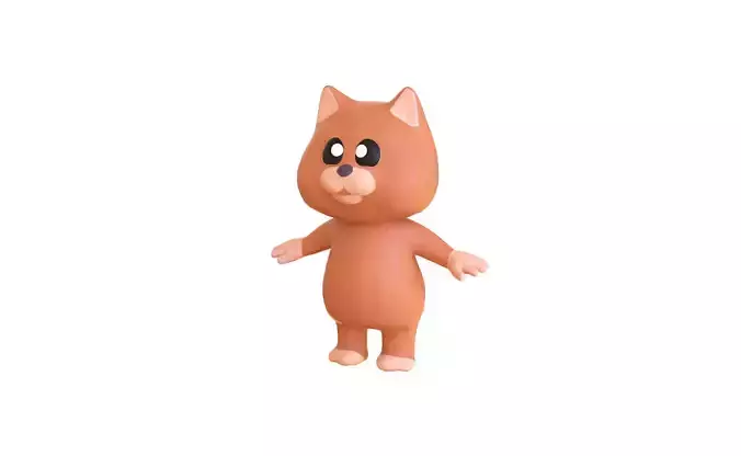 High-Quality 3D Cartoon Cat 