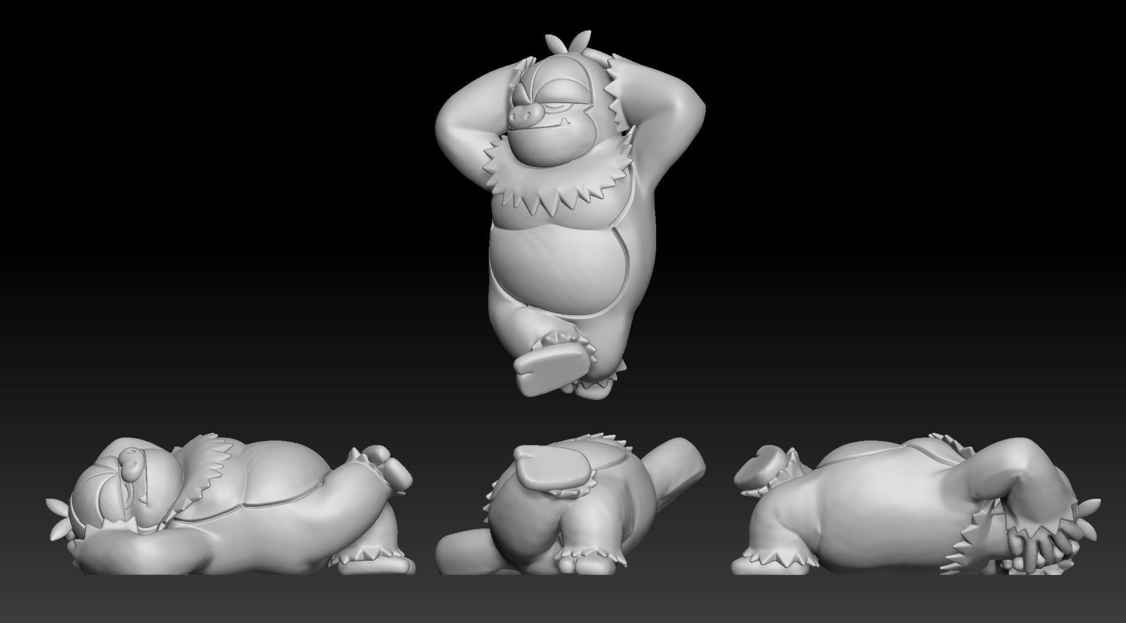 Pokemon Slakoth Vigoroth Slaking 3D print model_3