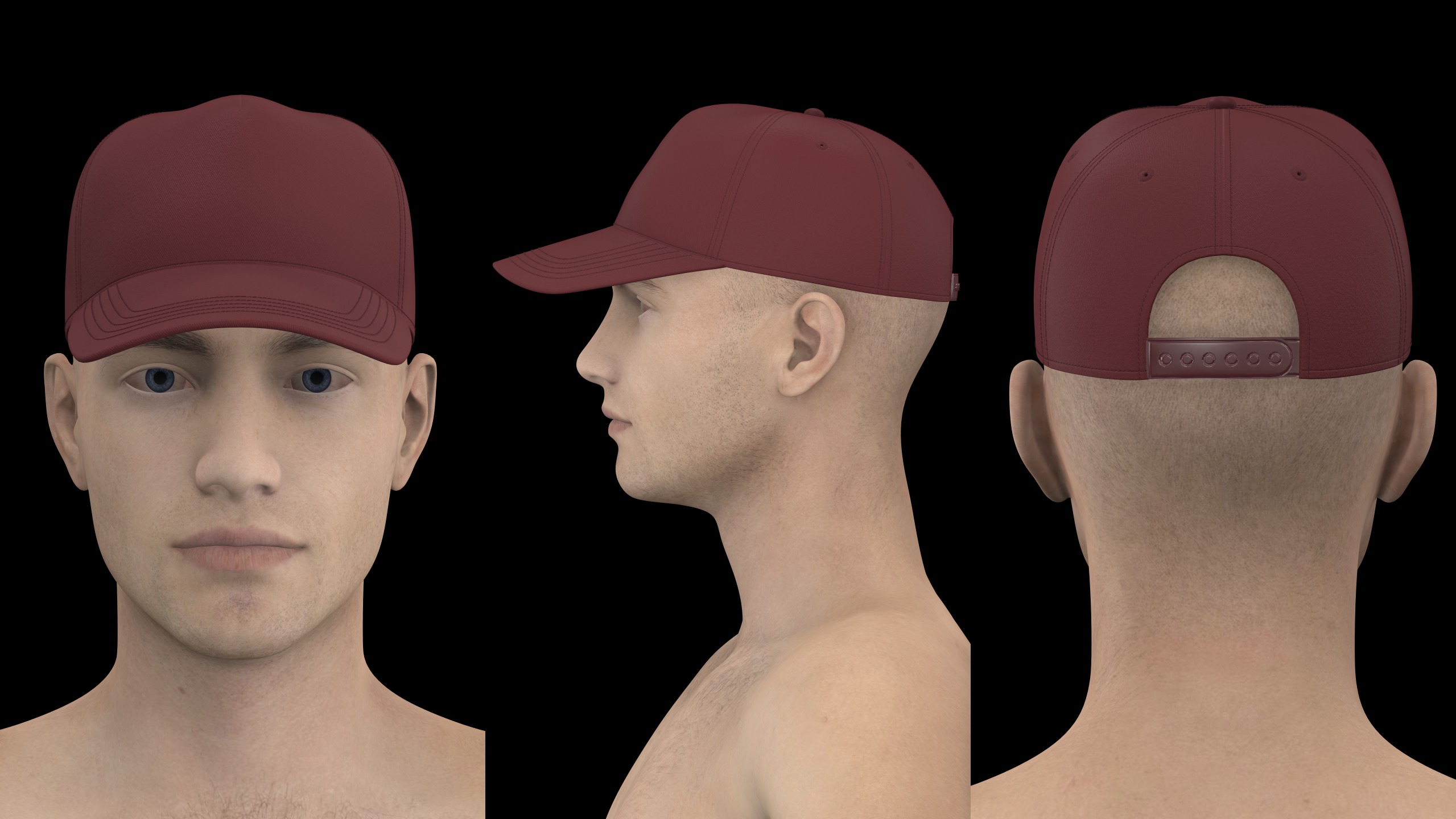 BASIC CAPS 6 and 5 panel genesis8 highpoly 3D model_8