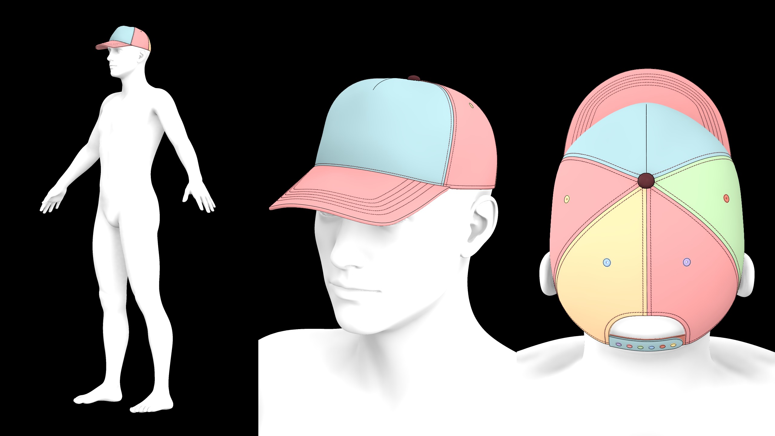 BASIC CAPS 6 and 5 panel genesis8 highpoly 3D model_10