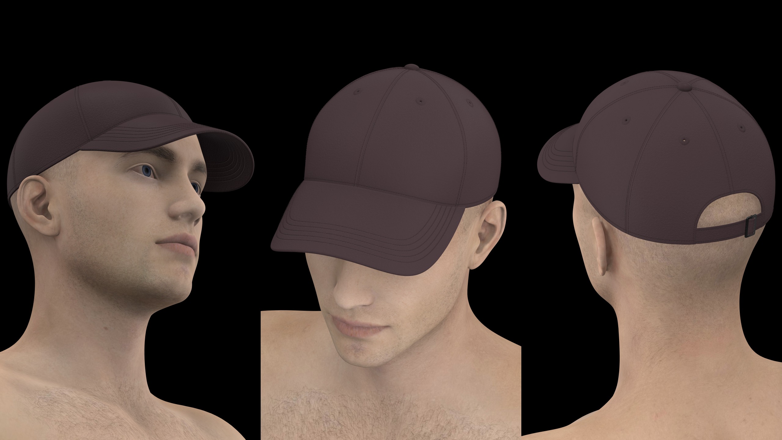 BASIC CAPS 6 and 5 panel genesis8 highpoly 3D model_2