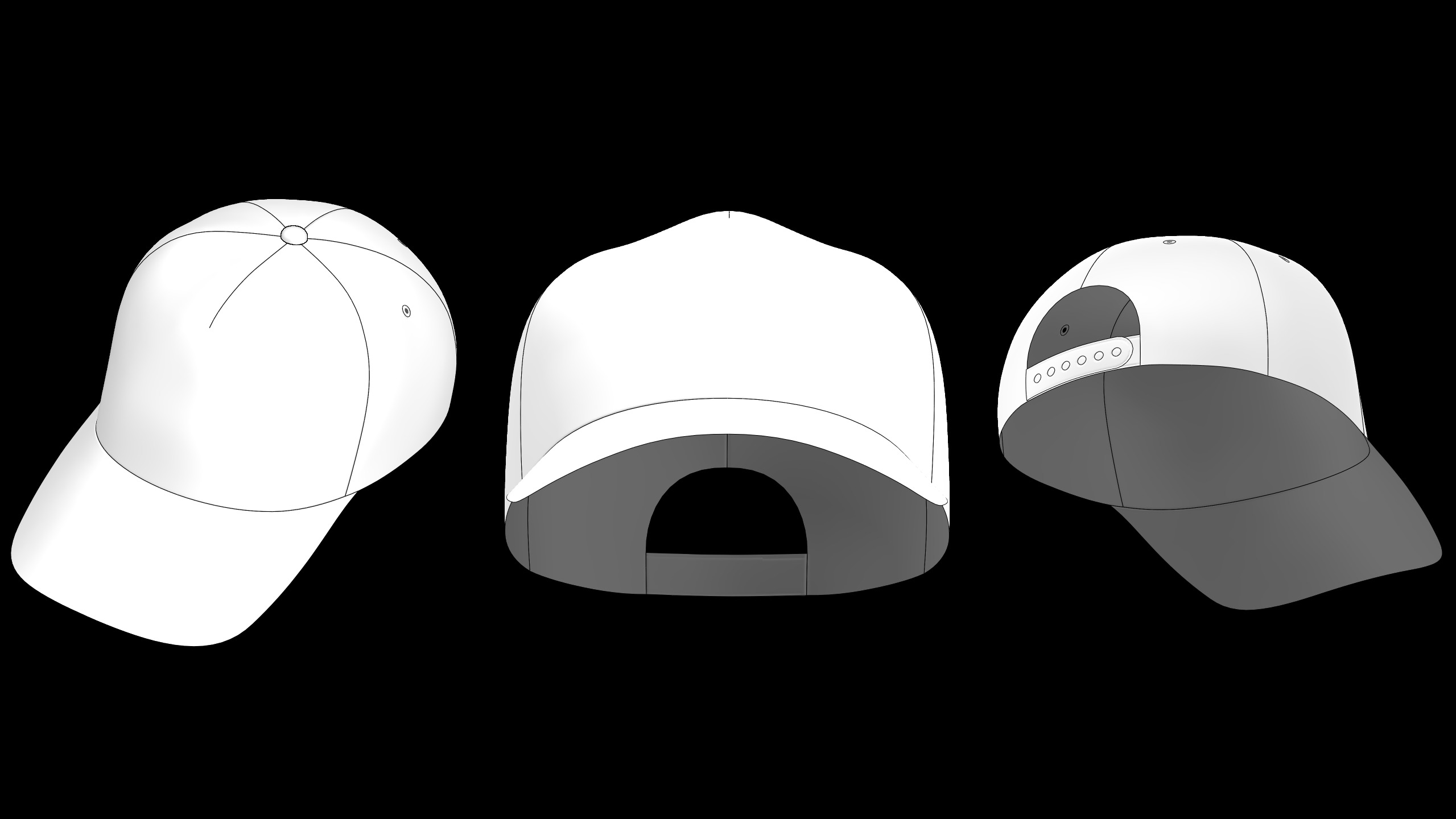 BASIC CAPS 6 and 5 panel genesis8 highpoly 3D model_12
