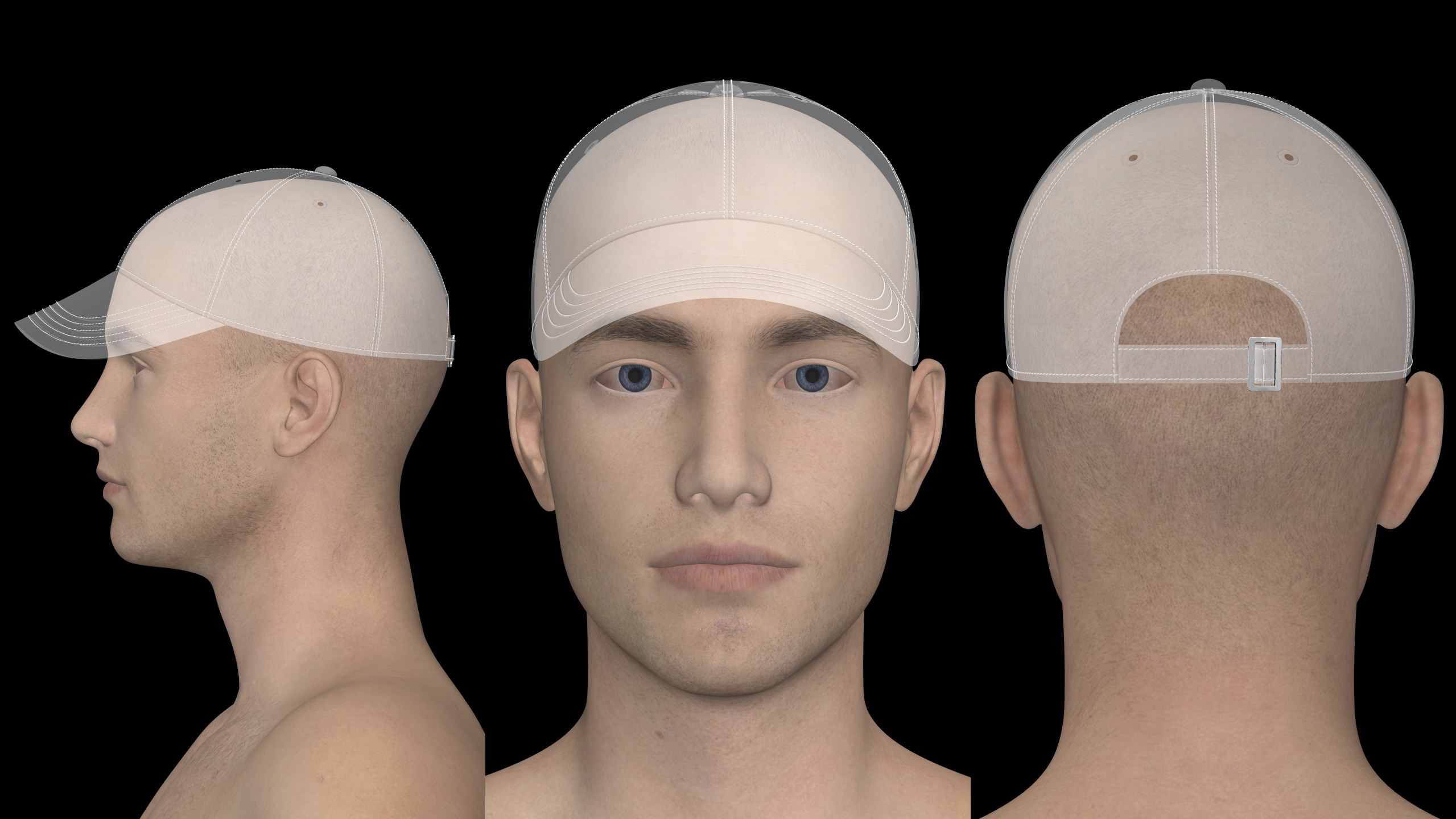 BASIC CAPS 6 and 5 panel genesis8 highpoly 3D model_6