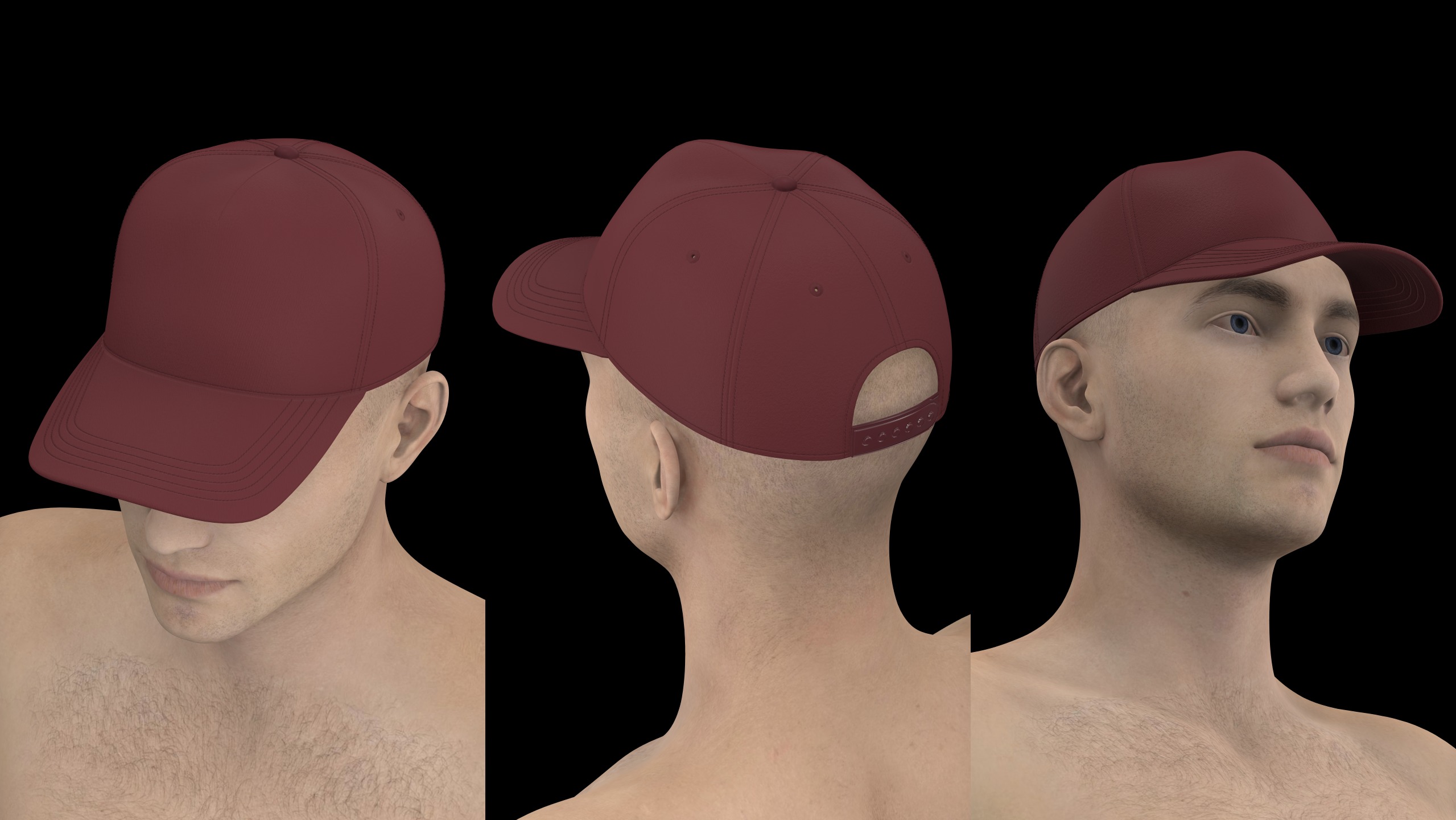 BASIC CAPS 6 and 5 panel genesis8 highpoly 3D model_9