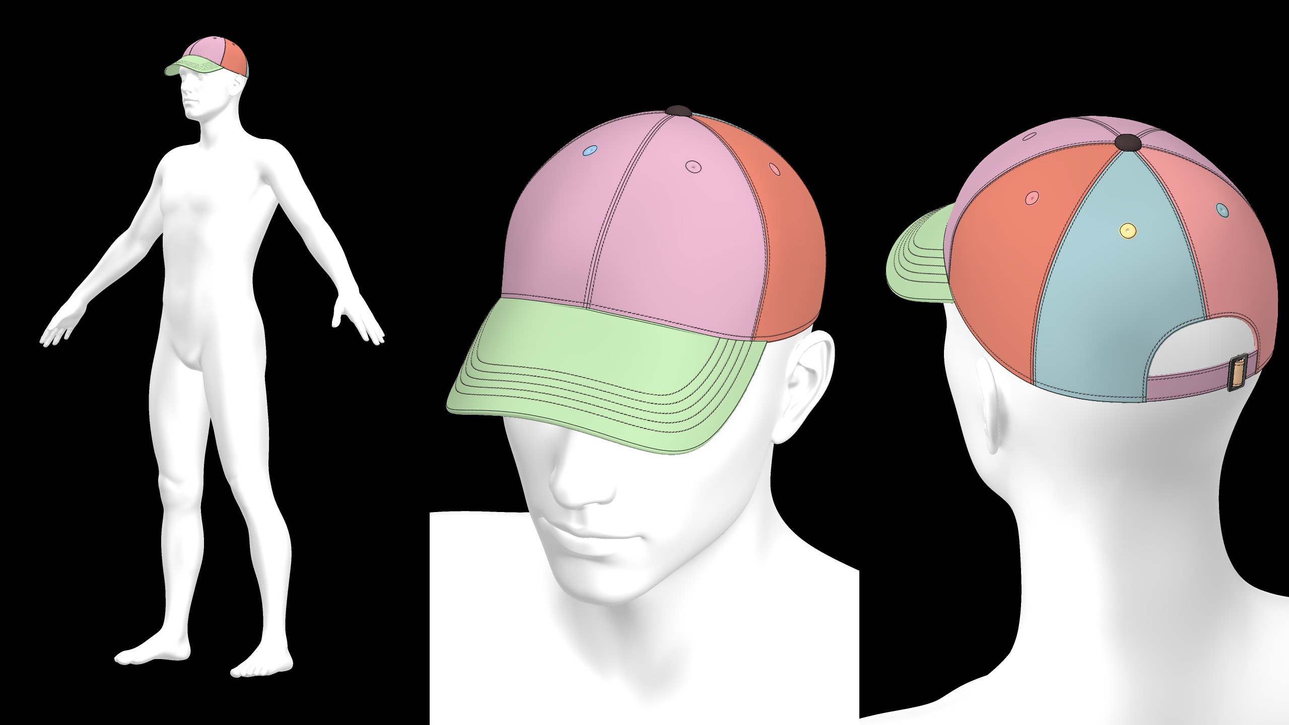 BASIC CAPS 6 and 5 panel genesis8 highpoly 3D model_3