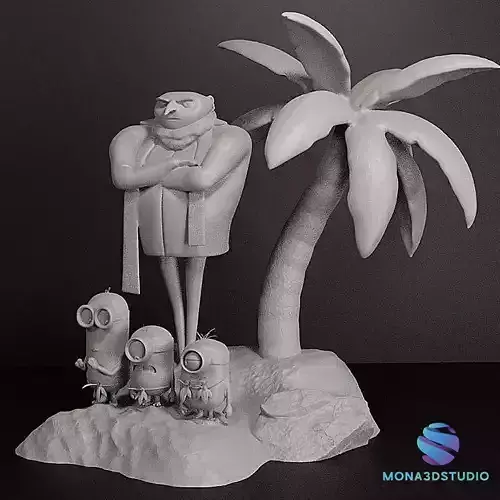 DESPICABLE ME DIORAMA - MINIONS 3D print model
