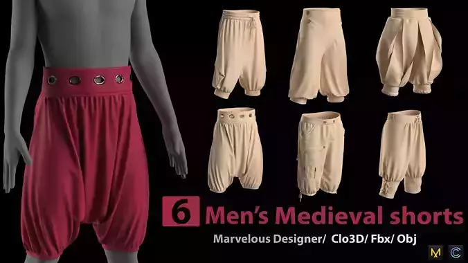 6 Mens Medieval shorts