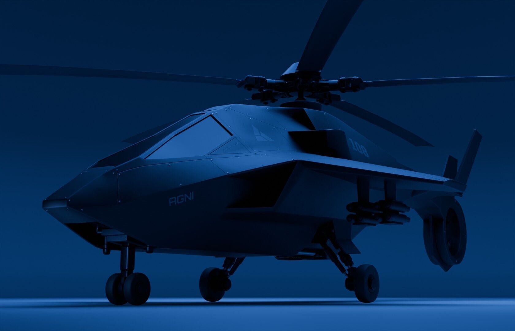 Attack Helicopter Low-poly 3D model_2