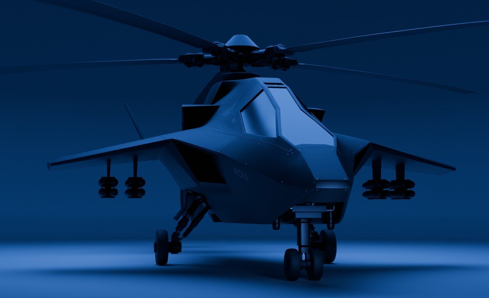 Attack Helicopter Low-poly 3D model_3