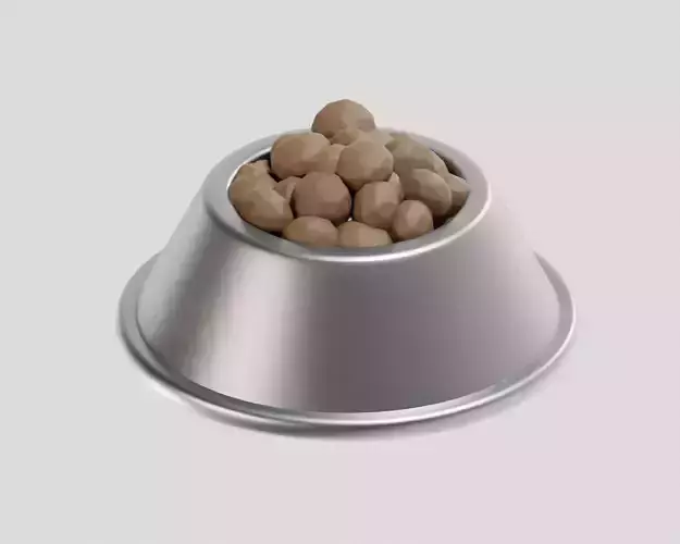 Dog food Bowl Stainless Steel Food Container Low-poly 3D model
