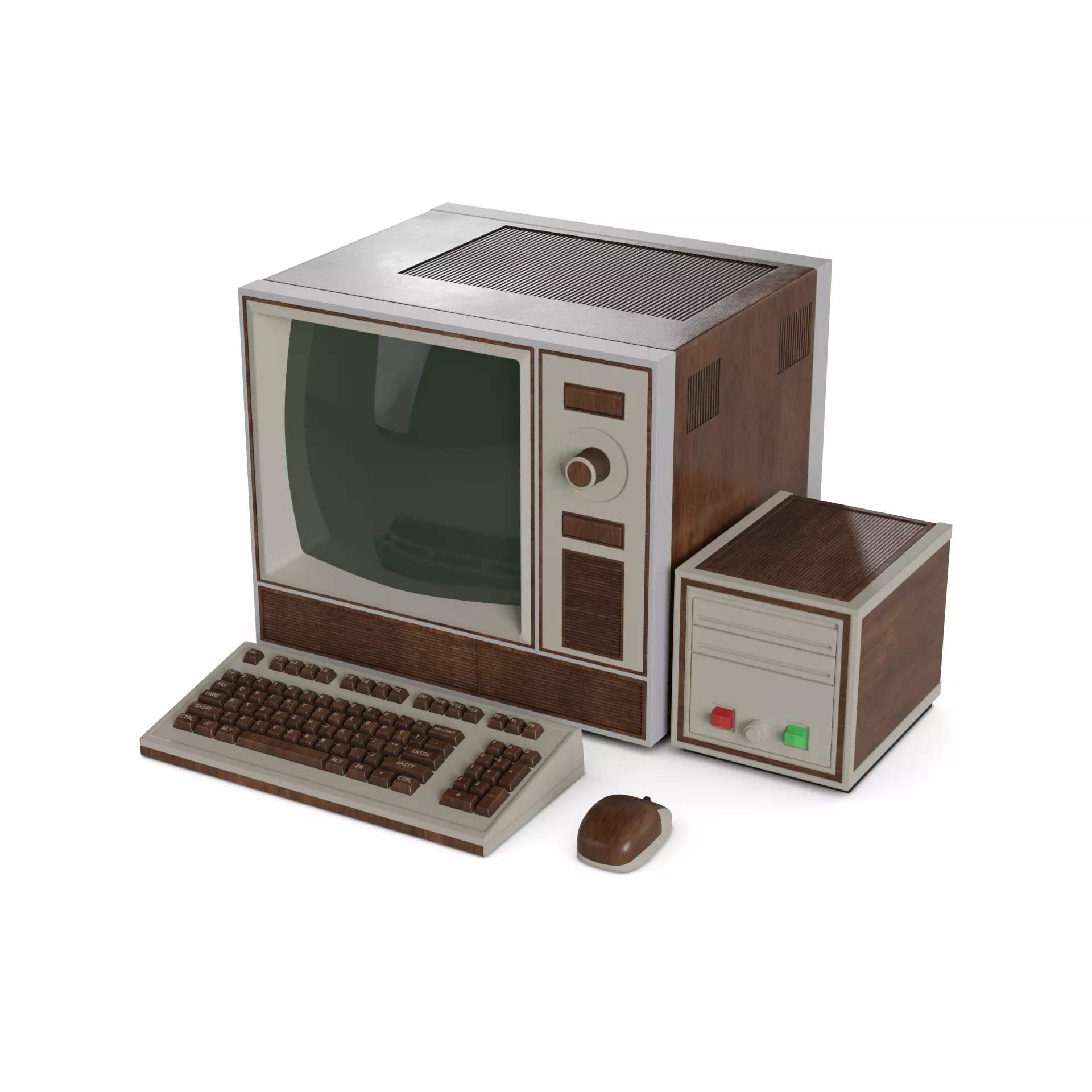 Computer 80s Low-poly 3D model_0