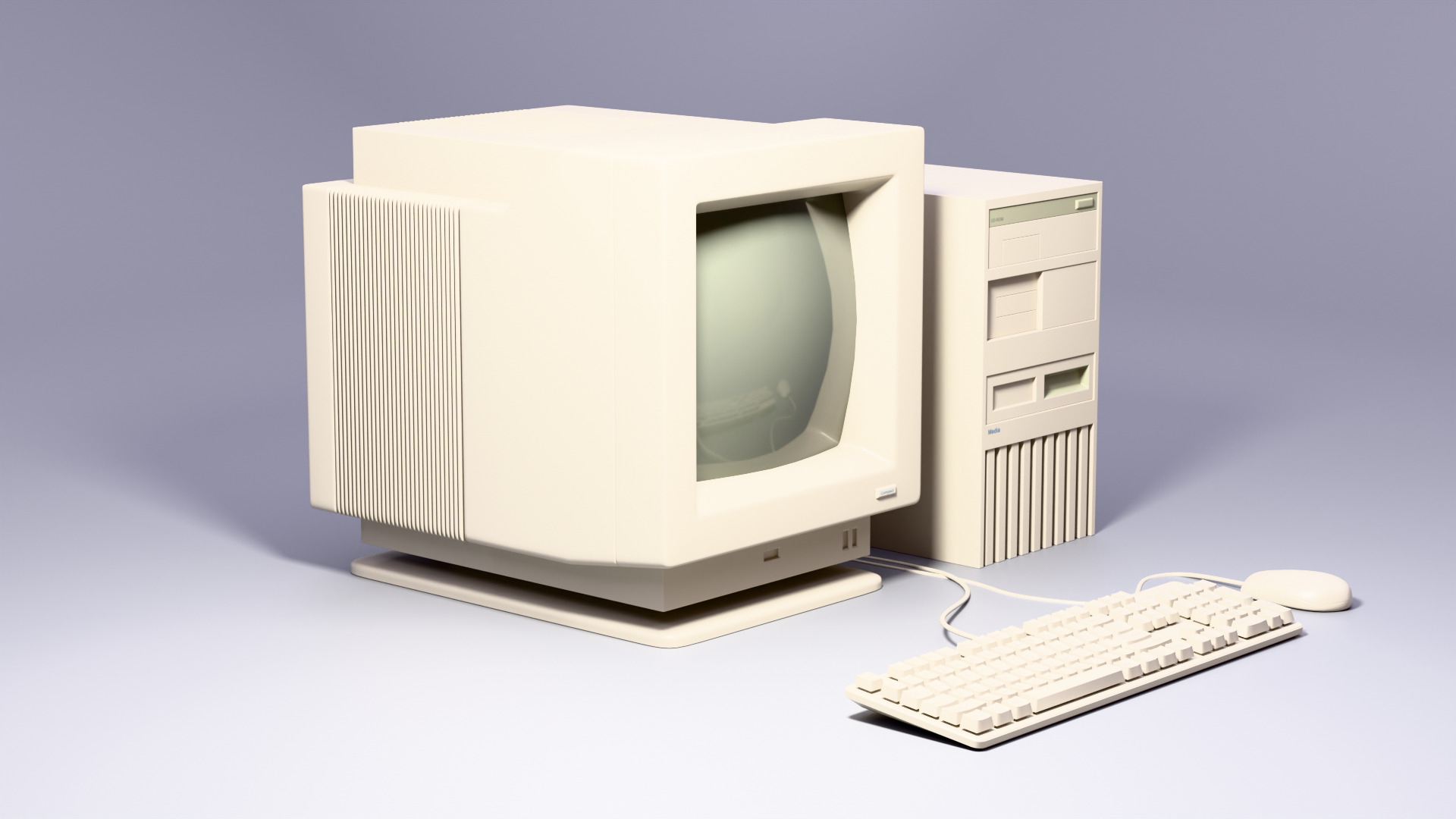 90s Desktop Low-poly 3D model_3