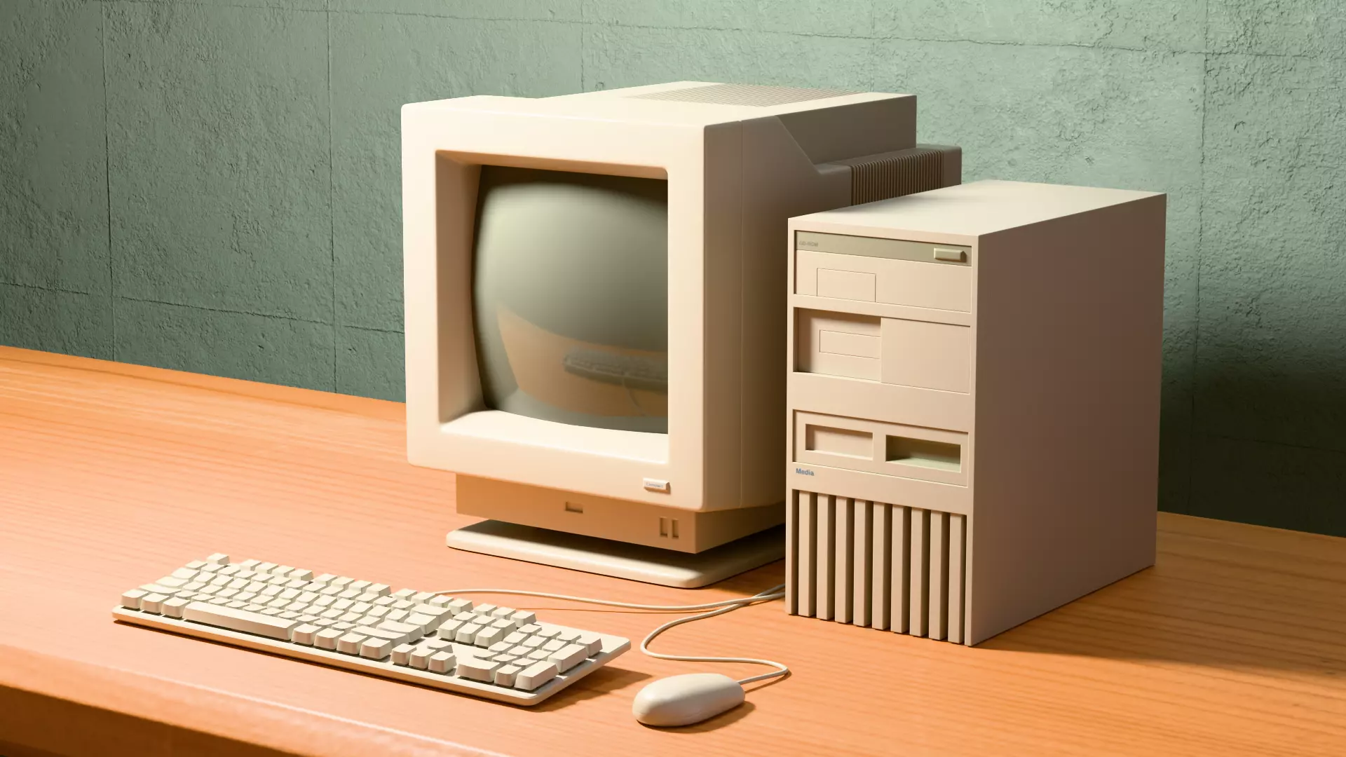 90s Desktop Low-poly 3D model_0