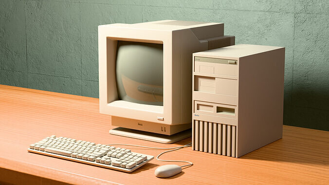 90s Desktop Low-poly 3D model