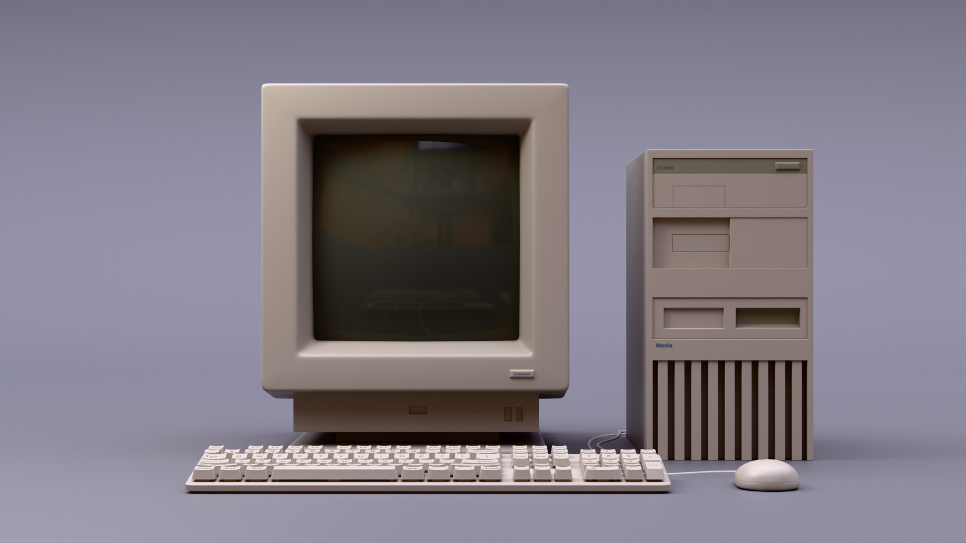 90s Desktop Low-poly 3D model_8