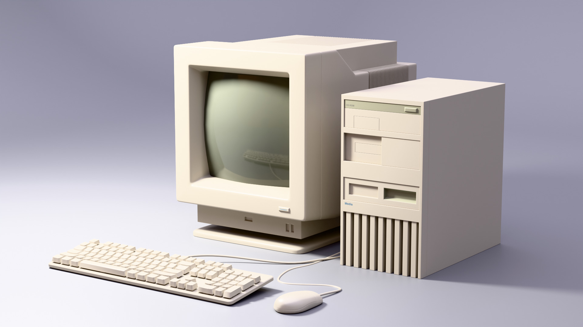 90s Desktop Low-poly 3D model_1