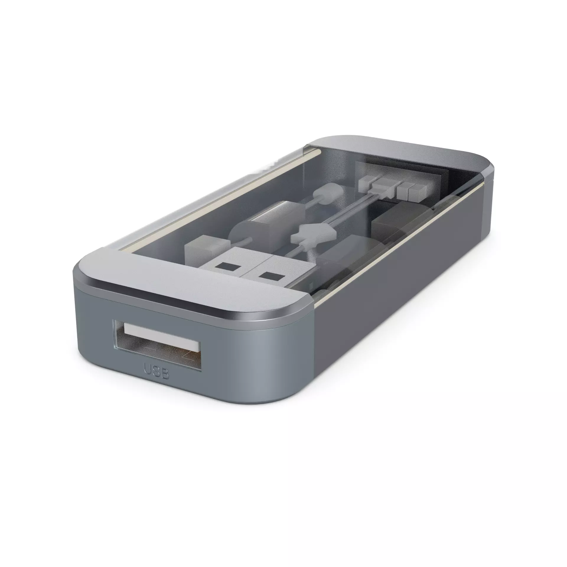 USB Hub Low-poly 3D model_0