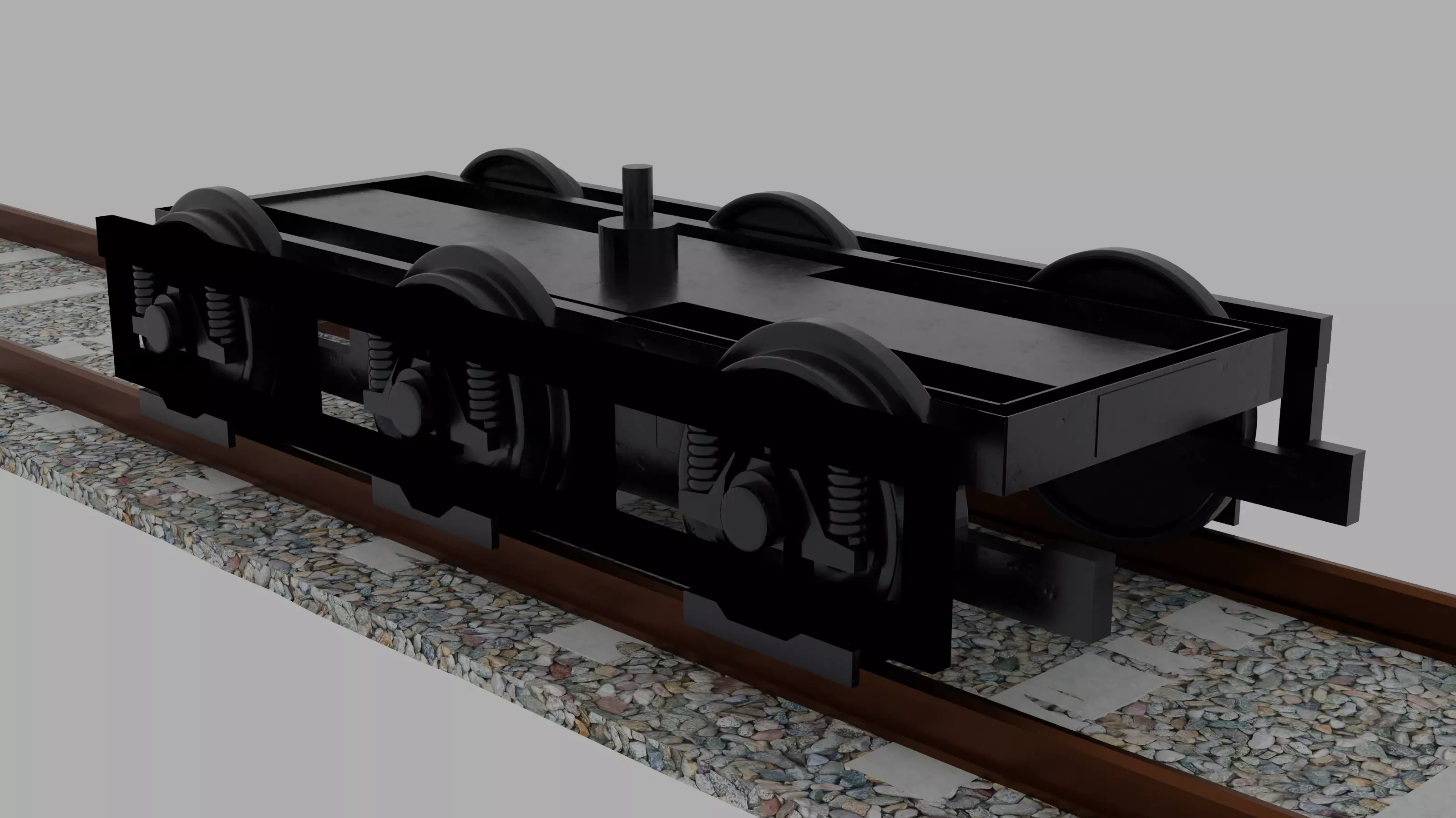 Train bogie Low-poly 3D model_0