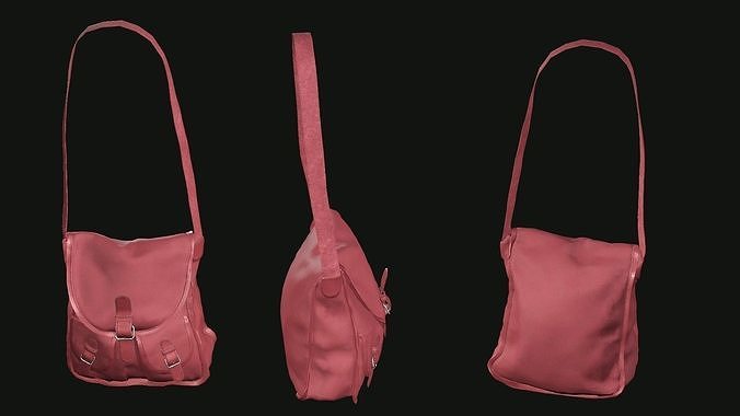Ladies fabric Tote Bag Red Color Love Poly 3D Model Low-poly 3D model